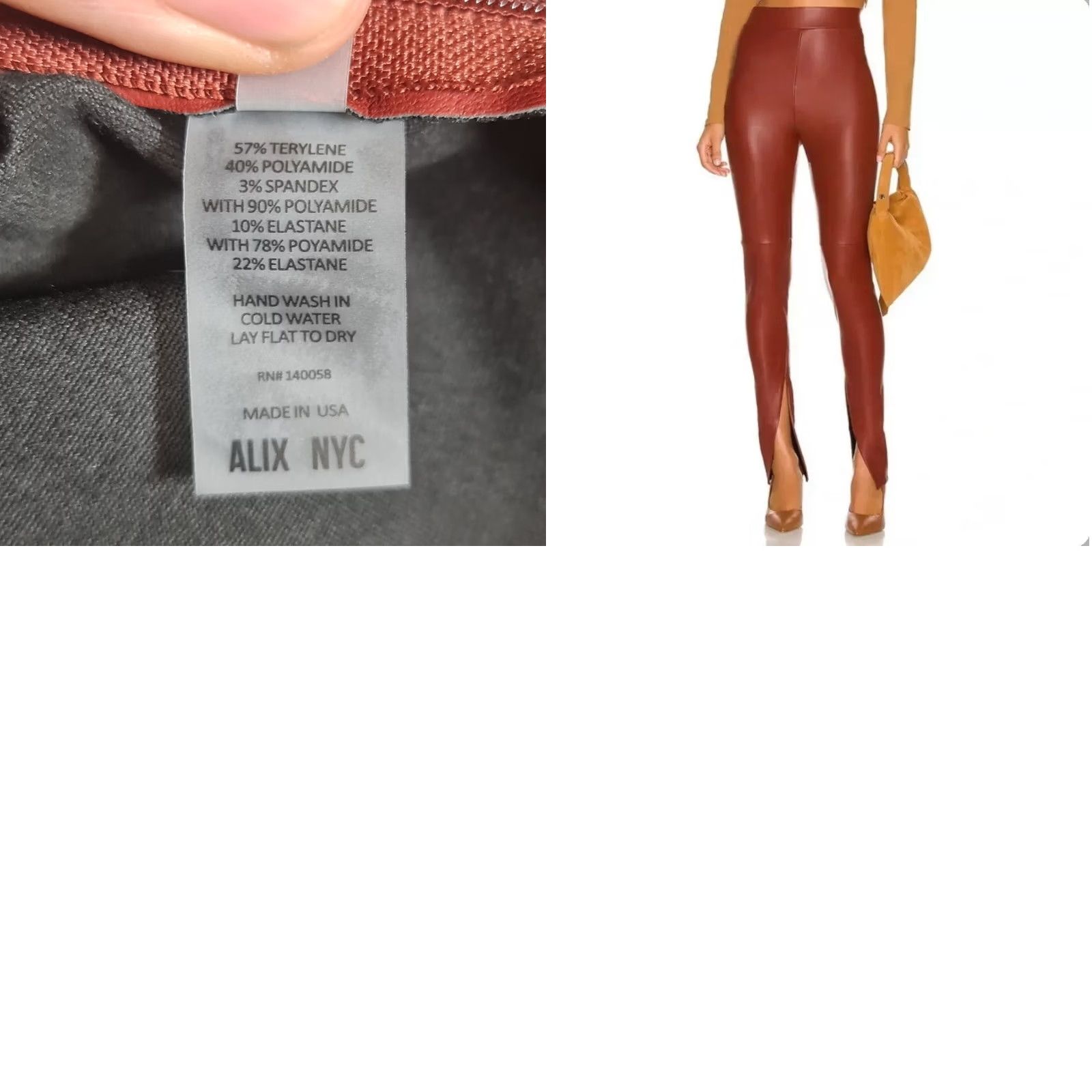 ALIX NYC ALIX NYC Womens Leggings Red XS Faux Leather Split Hem Pants Size 26" / US 2 / IT 38 - 8 Thumbnail