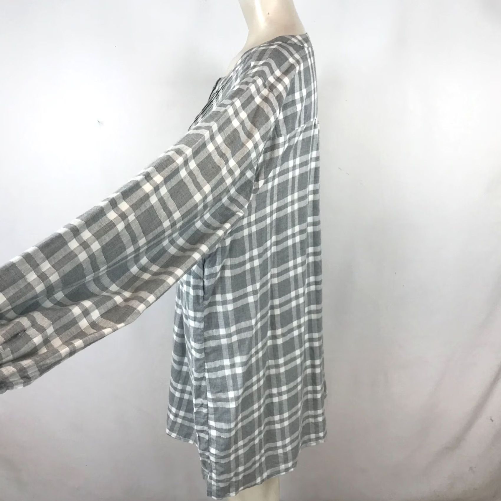 Vintage LANE BRYANT Tunic Top Womens 22/24 Gray Long Sleeve Button Round Neck Size 3XL / US 20-22 - 5 Thumbnail
