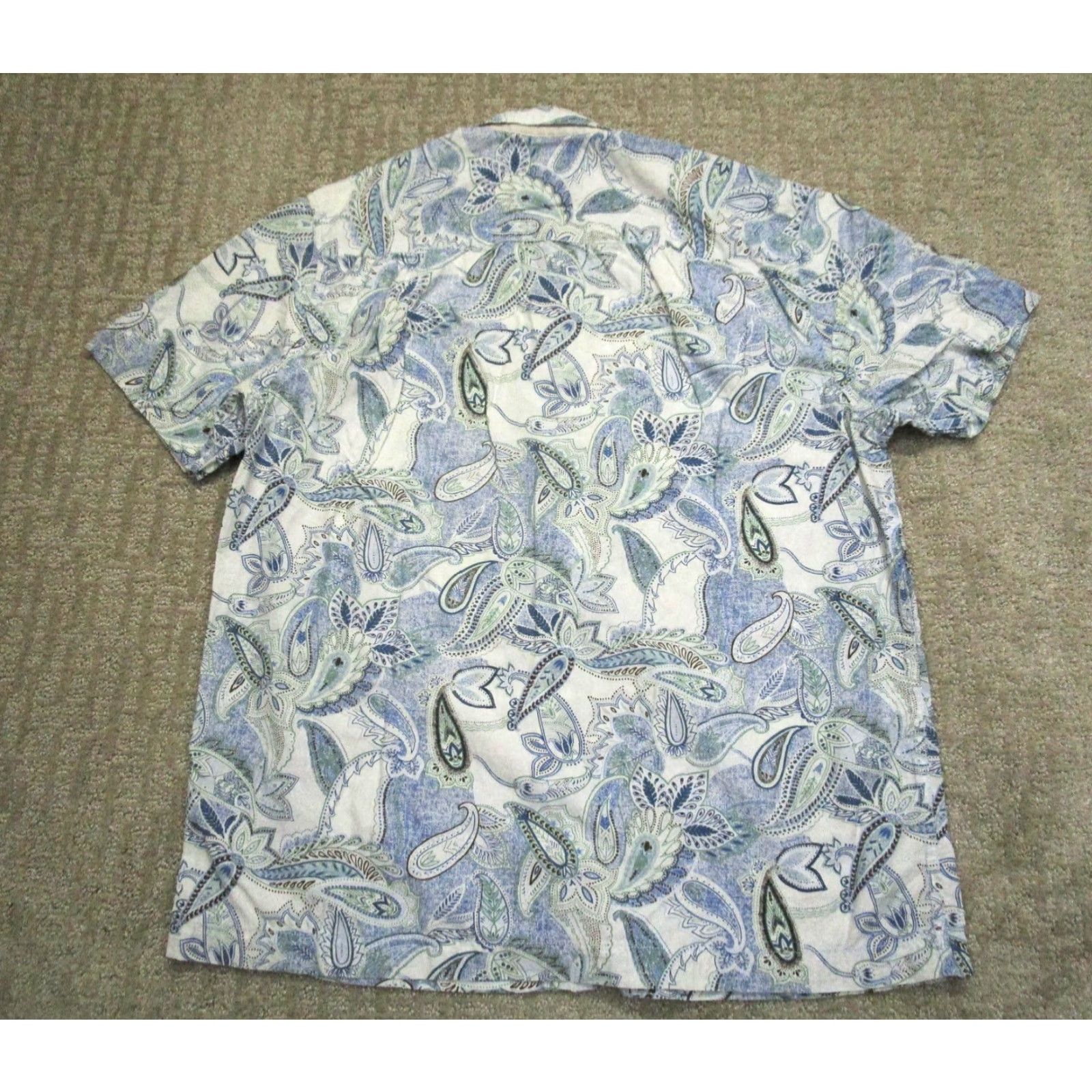 Tommy Bahama Tommy Bahama Shirt Men Medium Blue White Paisley Silk Blend Short Sleeve Button-Up Beach Casual Travel Size US M / EU 48-50 / 2 - 3 Thumbnail