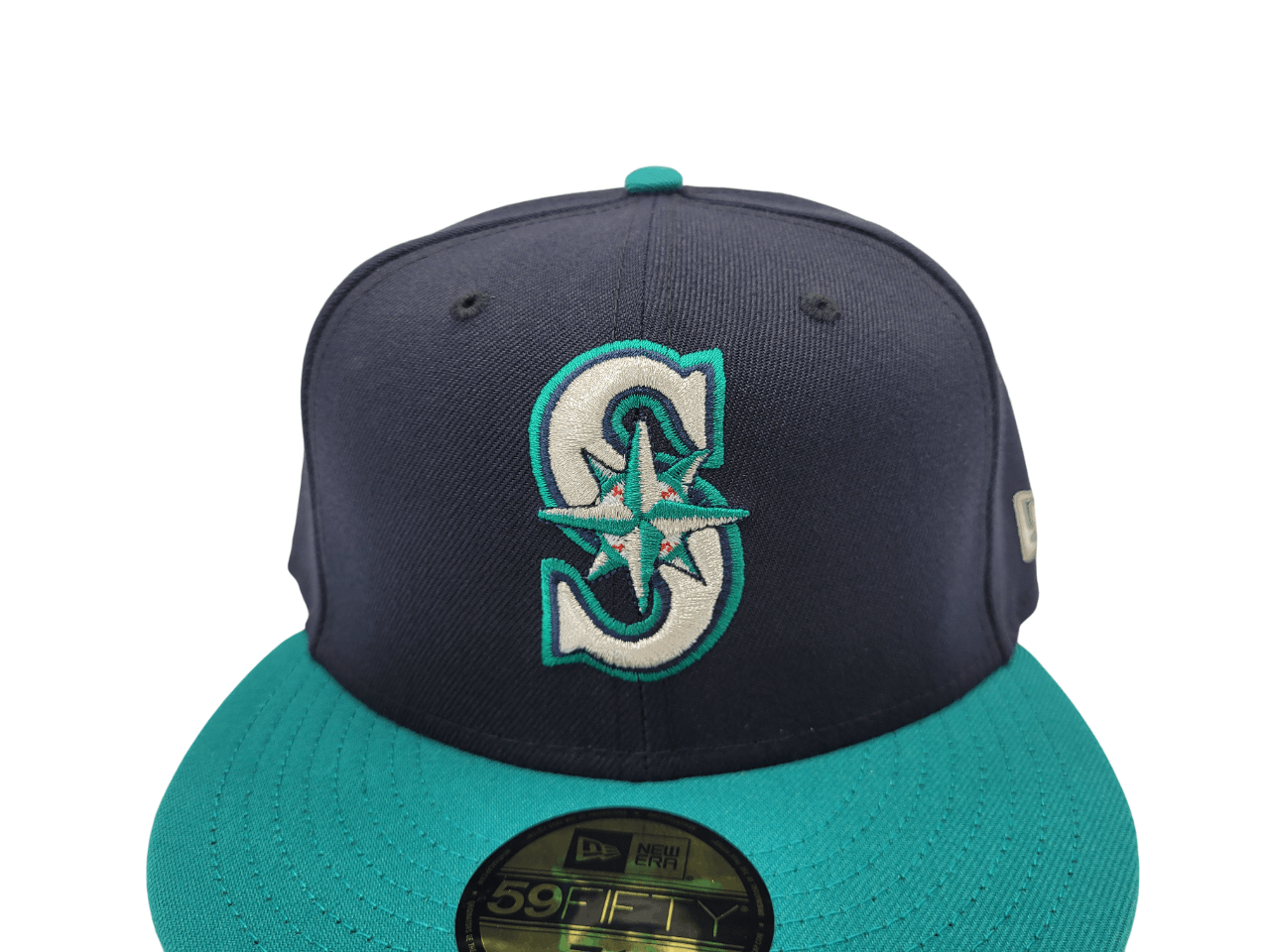 New Era MLB New Era Seattle Mariners 7 1/2 Navy Blue/Teal Fitted Cap Size ONE SIZE - 2 Thumbnail