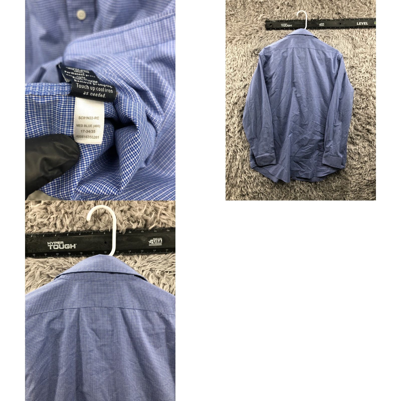 Croft & Barrow Croft & Barrow Classic Fit No Iron Shirt Mens Long Sleeve Size 17 Blue Plaid Button-Up Casual Shirt Size US XL / EU 56 / 4 - 8 Thumbnail