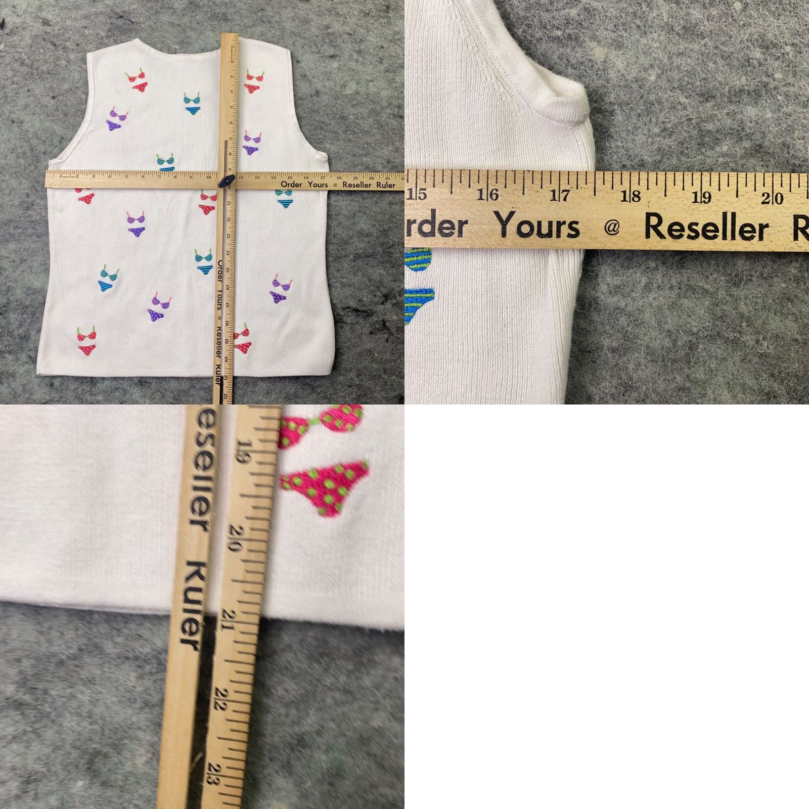 Vintage VINTAGE Alexandra Womens Tank Top M White Cotton Embroidery Beach Summer Clothing Size M / US 6-8 / IT 42-44 - 8 Thumbnail