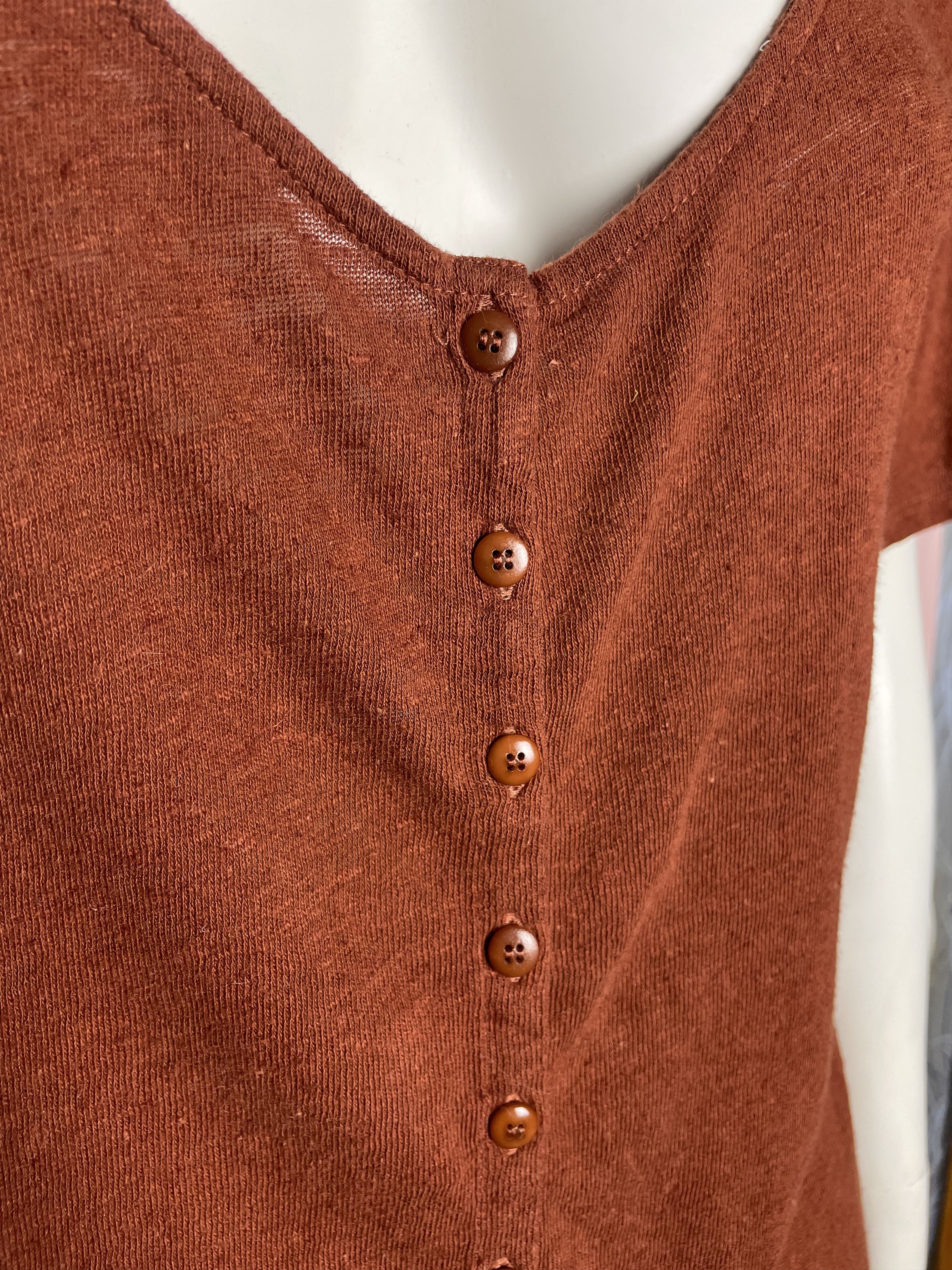 Sezane SEZANE Milo T-shirt Cotton Linen Havana Size M Size L / US 10 / IT 46 - 8 Thumbnail