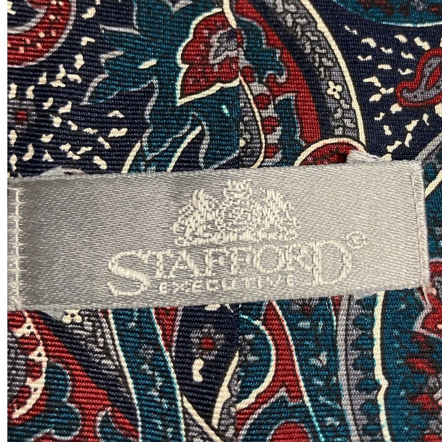 Stafford Stafford Executive Paisley Silk Wide Short Men Necktie 56” Size ONE SIZE - 2 Thumbnail