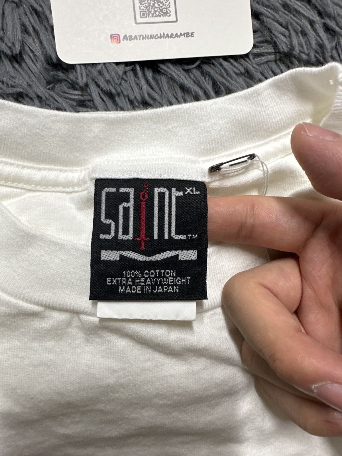 Saint Michael SAINT Mxxxxxx Logo Tee White/Blue (Ribon Tee) Size US XL / EU 56 / 4 - 5 Thumbnail