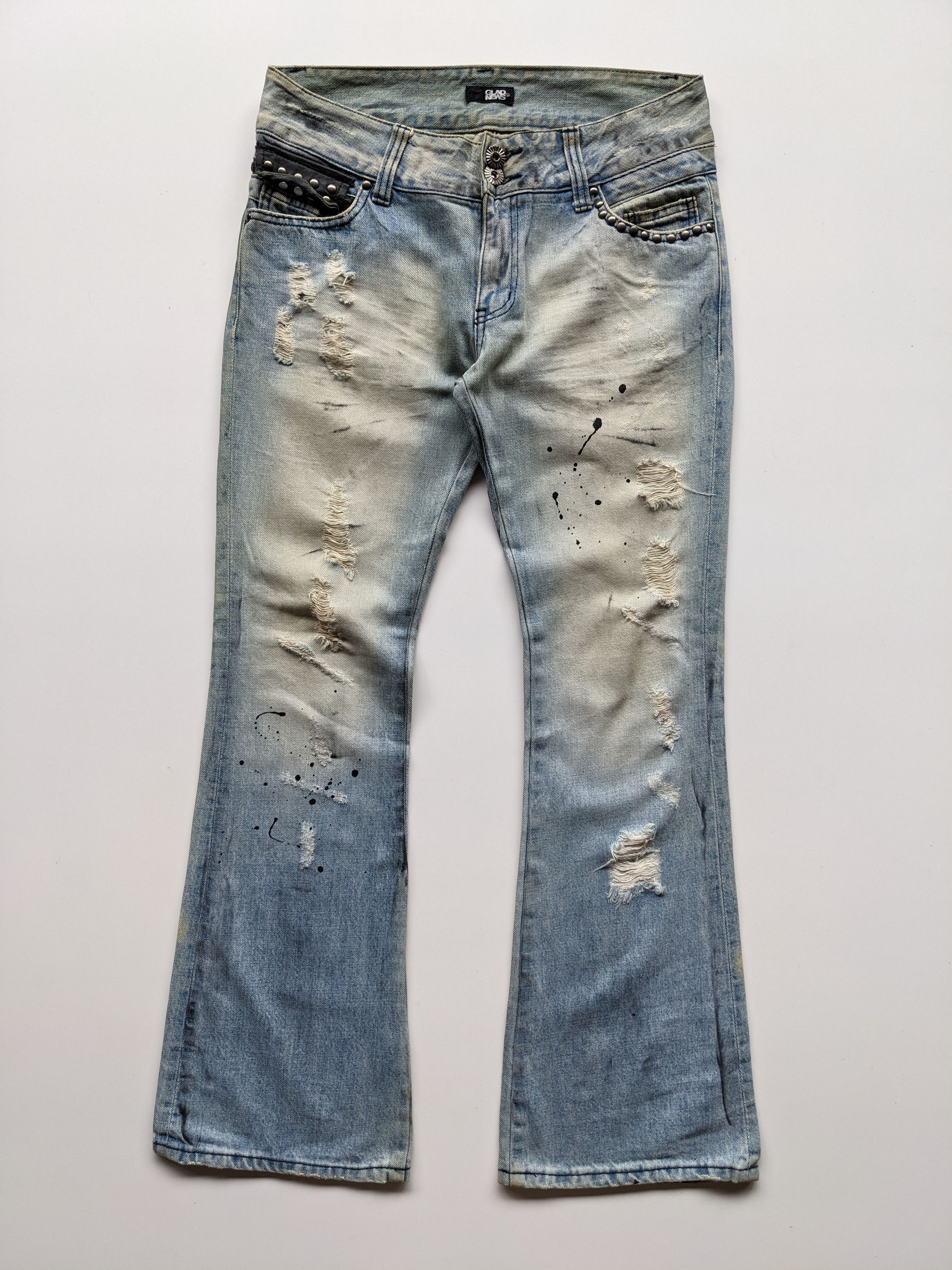 If Six Was Nine × Japanese Brand × Le Grande Bleu (L.G.B.) Glad New splash faded blue flare jeans Size US 33 - 1 Thumbnail