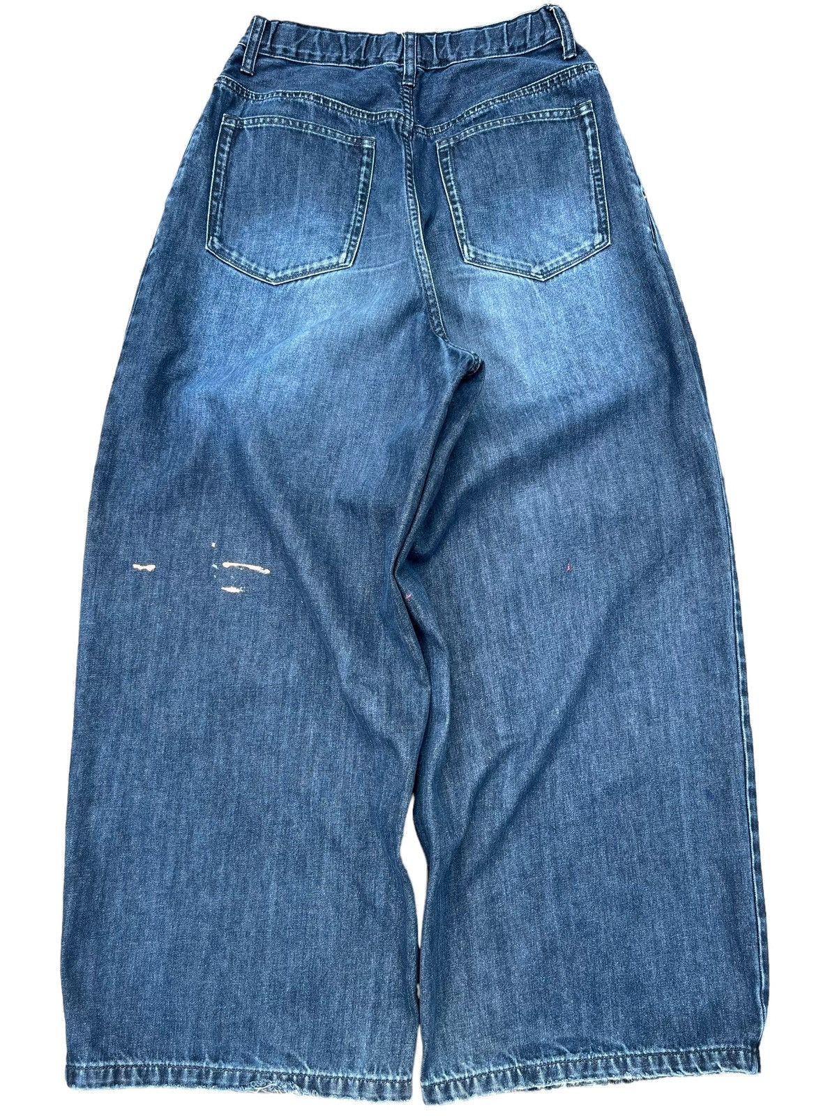 Other Vintage Jnco Style Paint Splattered Navy Washed Baggy Jeans Size 24" / US 00 / IT 34 - 2 Thumbnail