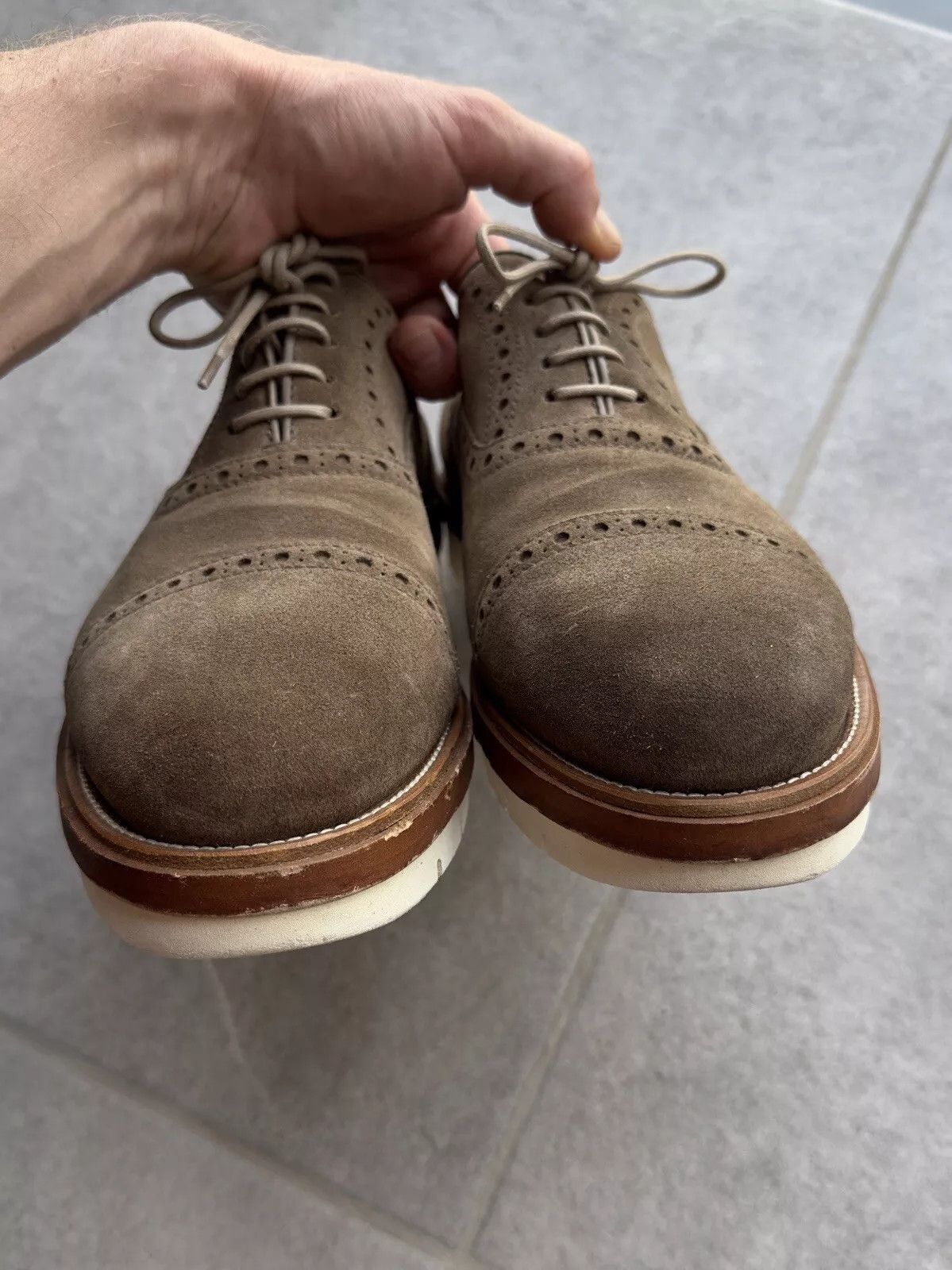 Doucal's Doucal's Doucals Italy Brogue Oxford Mens Dress Shoes Suede Size US 11 / EU 44 - 4 Thumbnail