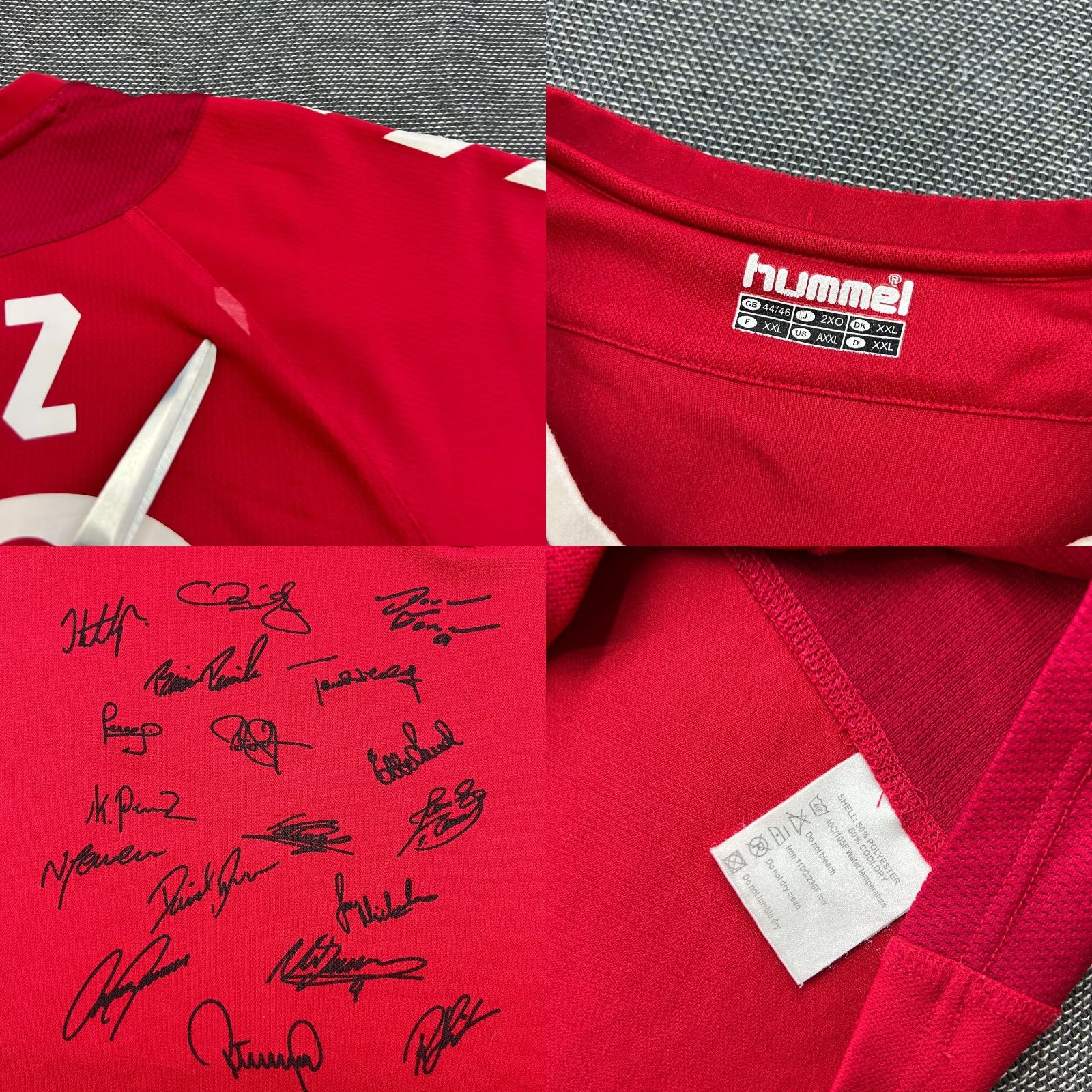 Hummel Hummel Denmark 2003 2004 Home Football Jersey Mens 2XL Red Shirt 100% Polyester Short Sleeve Athletic Quick Dry Moisture Wicking Size US XXL / EU 58 / 5 - 8 Thumbnail
