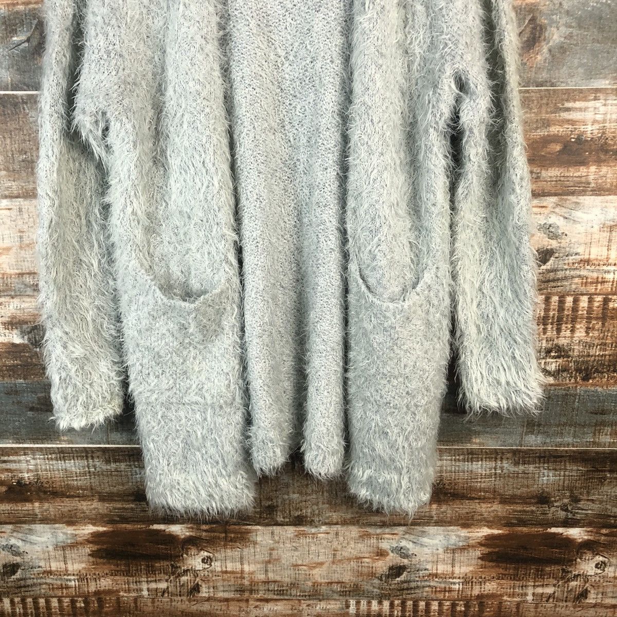 Homespun Knitwear DLL VIS Green fur shaggy mohair Cardigan Knitwear #C355 Size US M / EU 48-50 / 2 - 6 Thumbnail
