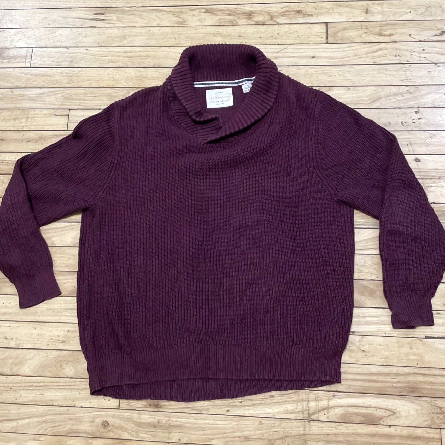 Weatherproof VINTAGE Weatherproof Sweater Men 2XL Pullover Cowl Maroon Heavyweight Knitted Knit Winter Casual Mens Size US XXL / EU 58 / 5 - 4 Thumbnail