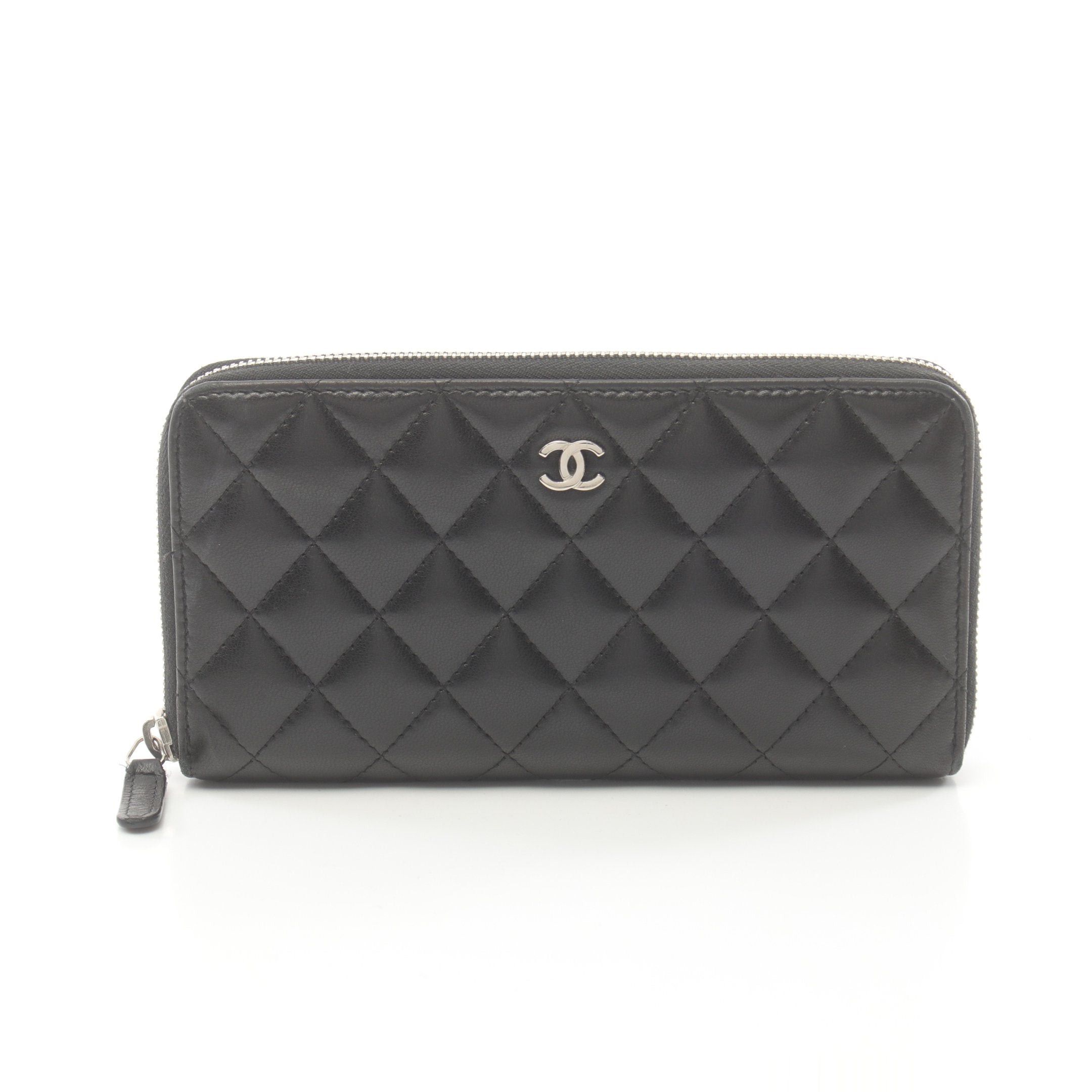 Chanel Chanel Matelasse Round Zipper Long Wallet Lambskin Black Silver Hardware Size ONE SIZE - 1 Thumbnail