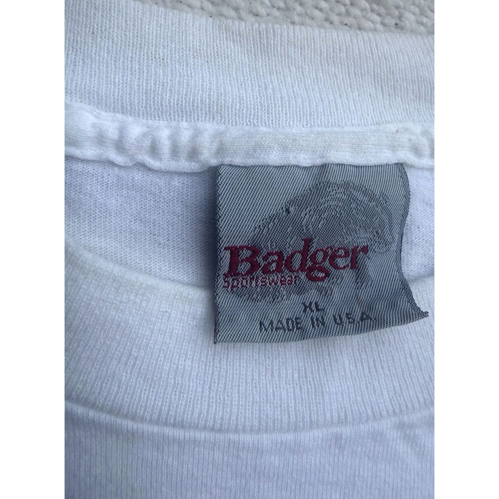 Vintage VINTAGE 1990s Gingerbread Man "The Perfect Man" Funny Humor Tee XL USA Badger Shirt Unisex White Graphic Tee 1990s Badger Sportswear Size US XL / EU 56 / 4 - 5 Thumbnail