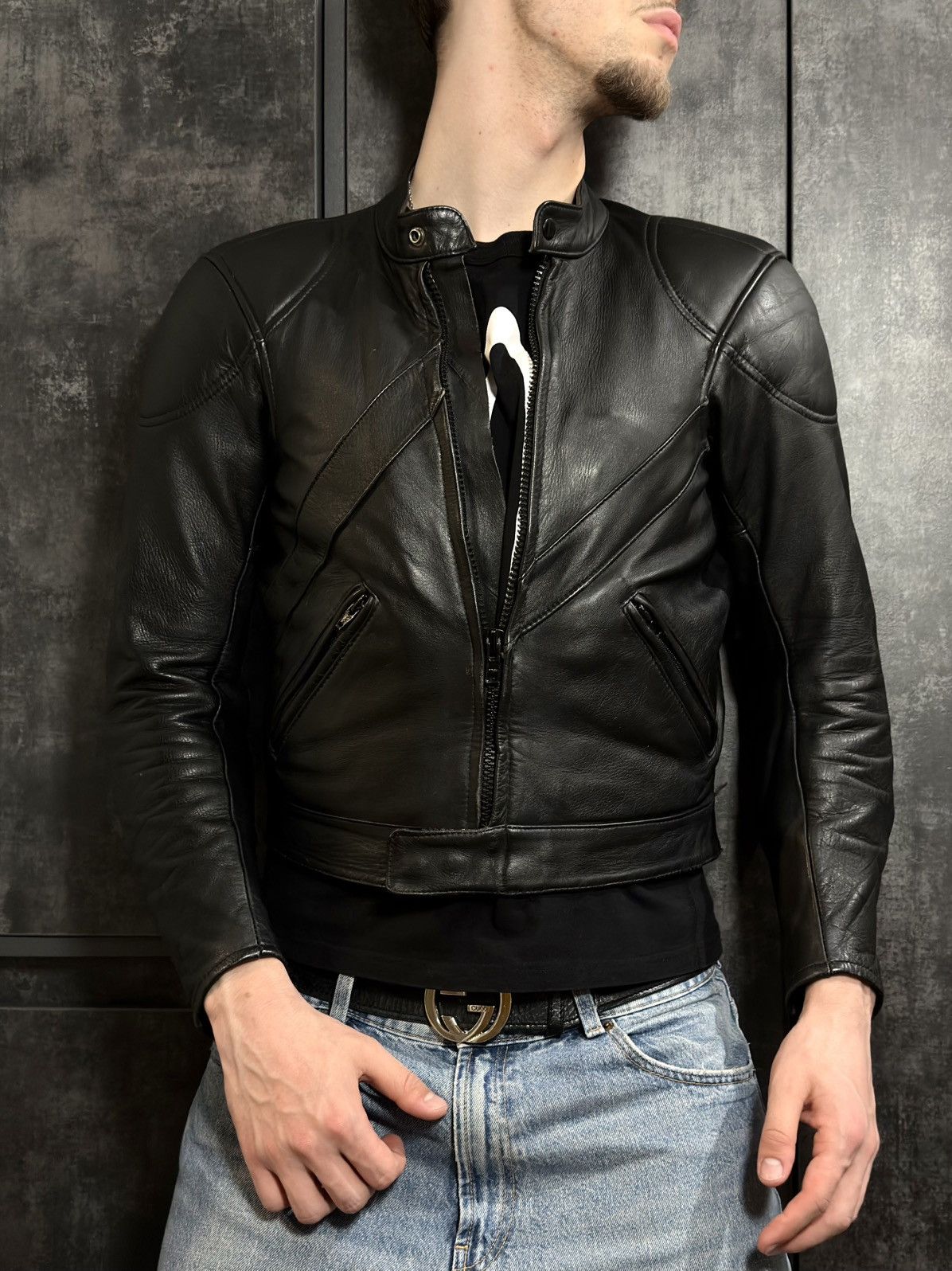 Genuine Leather Vintage Leather Cropped Moto Biker Jacket Avantgarde Opium Size US M / EU 48-50 / 2 - 2 Thumbnail