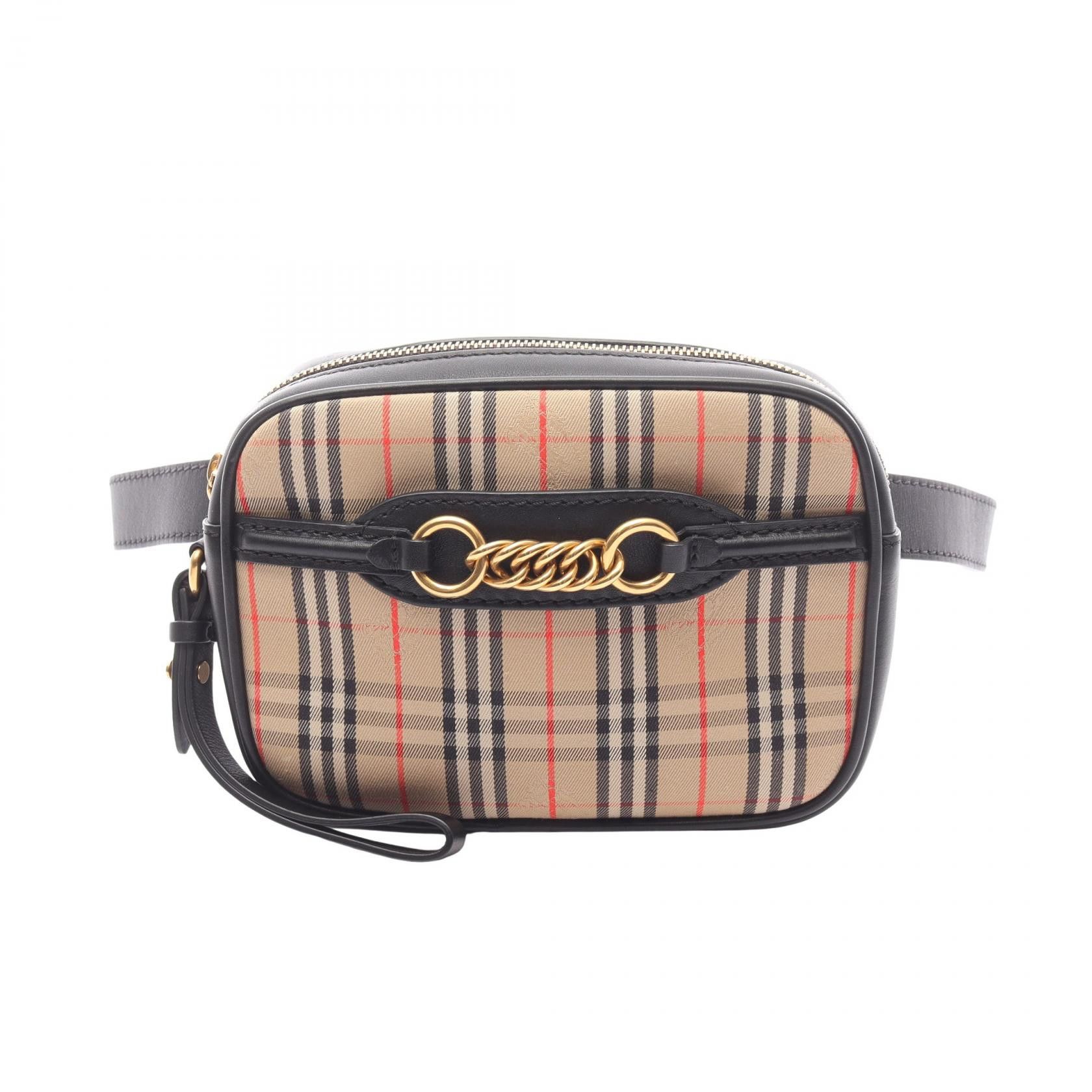 Burberry Burberry Burberry Check Link Canvas Leather Waist Bag Leather Belt Bag DUTY FREE for USA Size ONE SIZE - 1 Thumbnail