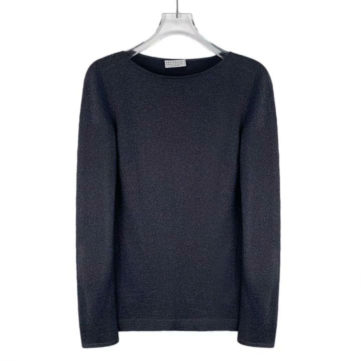 Brunello Cucinelli Brunello Cucinelli Dark Blue Shimmer Cashmere Sweater Size S / US 4 / IT 40 - 1 Thumbnail