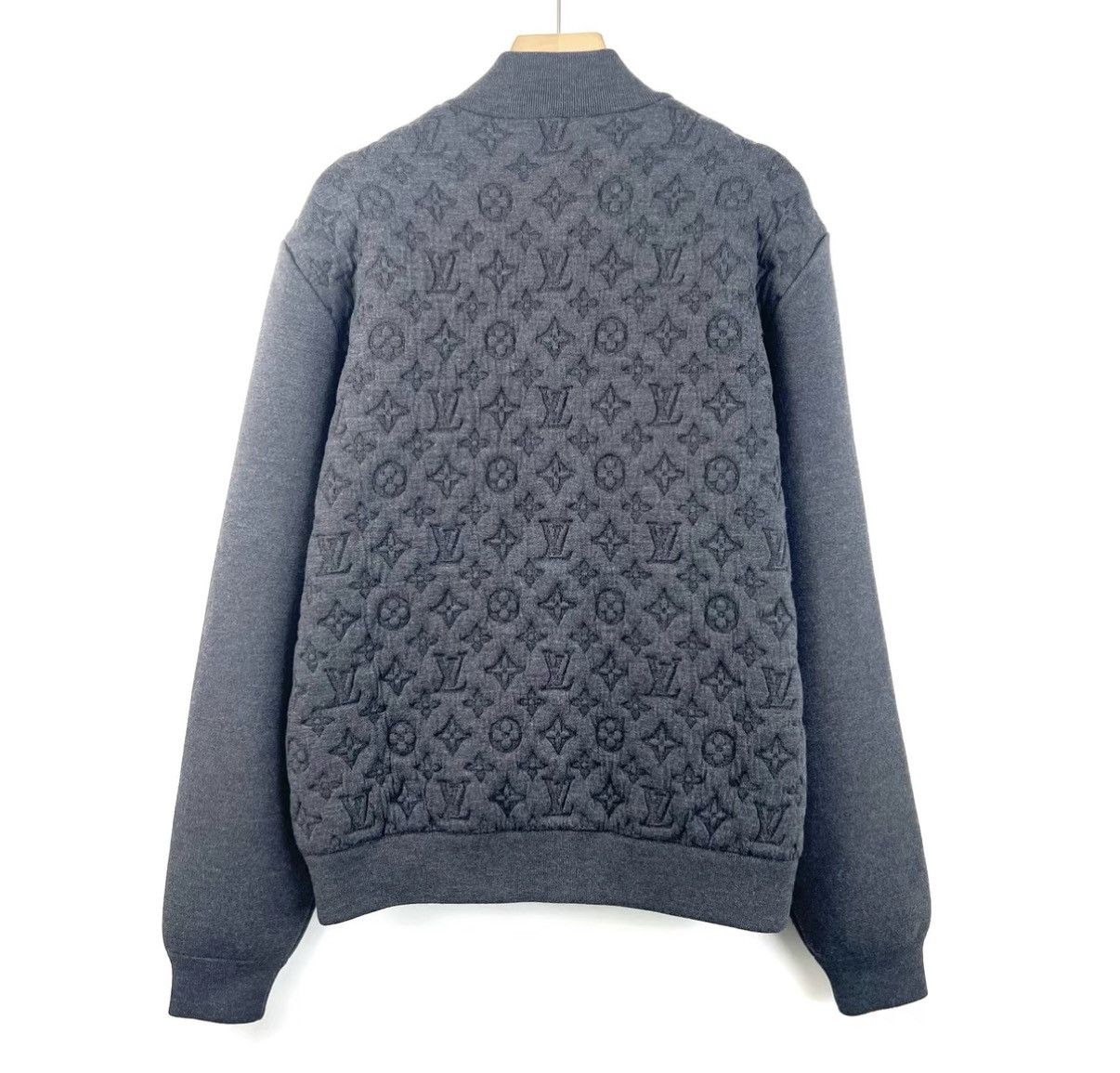 Louis Vuitton LOUIS VUITTON Gray Wool Blend Bomber Jacket K12 Size US XL / EU 56 / 4 - 2 Thumbnail
