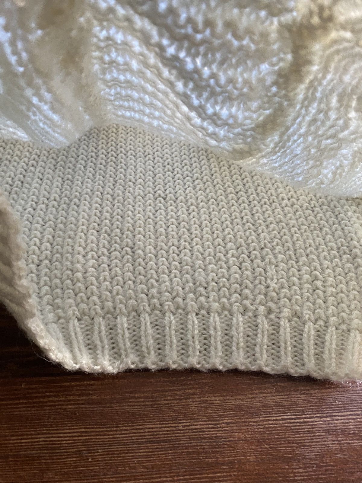 Vintage Vintage 80’s Crop Style Cream Cable Knit Polo Sweater Size M / US 6-8 / IT 42-44 - 5 Thumbnail