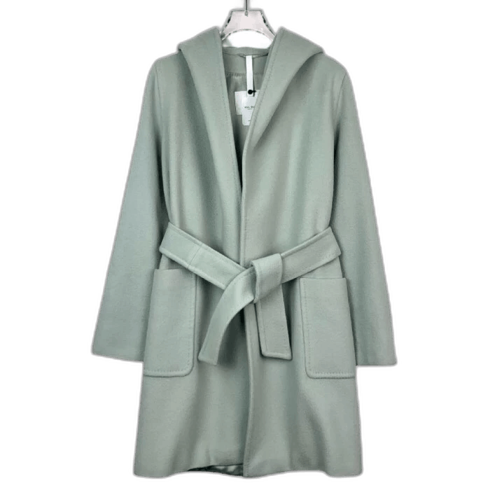 Maxmara Light Blue Hooded Wool Coat Jacket