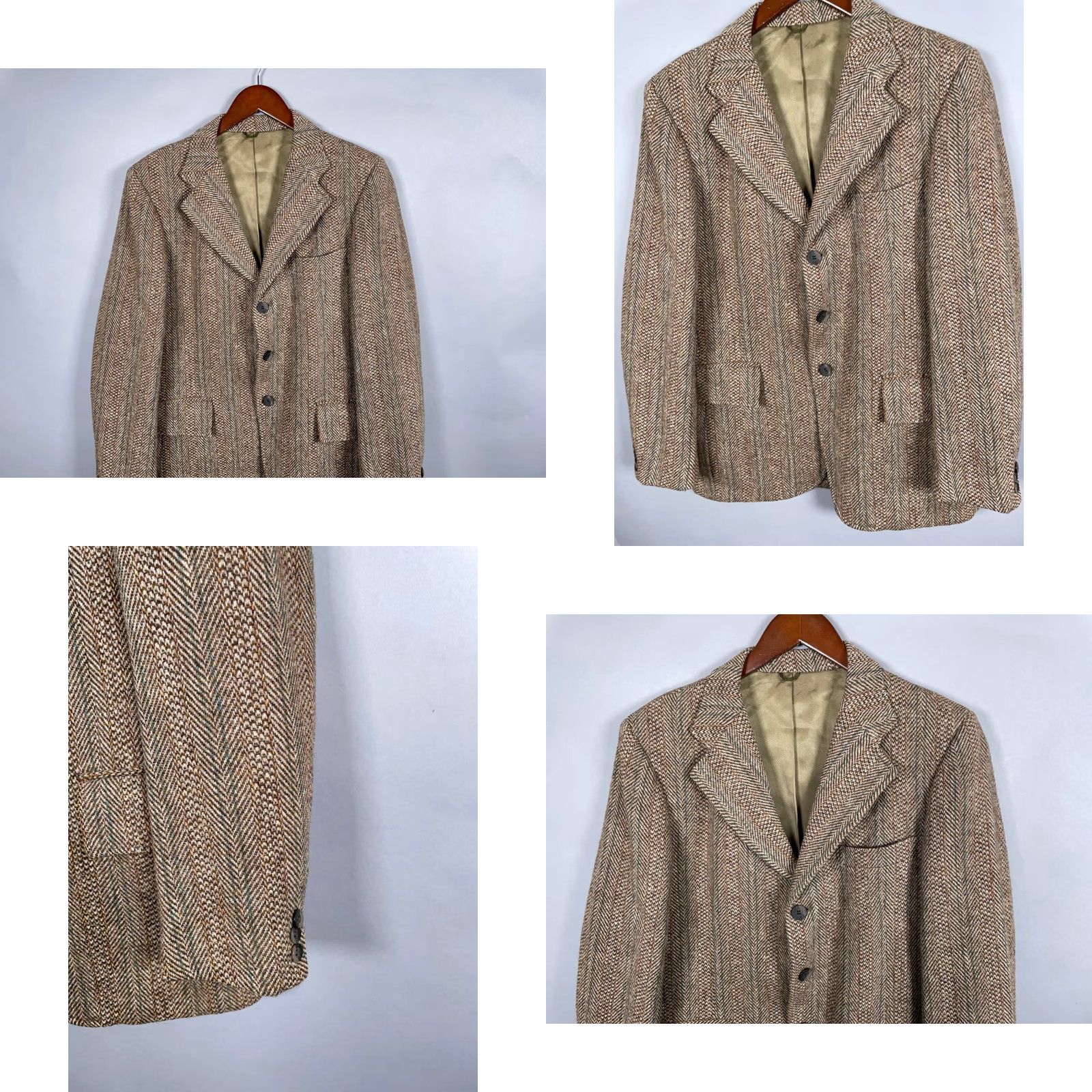 Harris Tweed VINTAGE Harris Tweed Blazer Mens 39 Regular Brown Herringbone 3 Button Jacket Scottish Wool Tweed Notch Lapel Classic Preppy Mens Size 40R - 9 Thumbnail