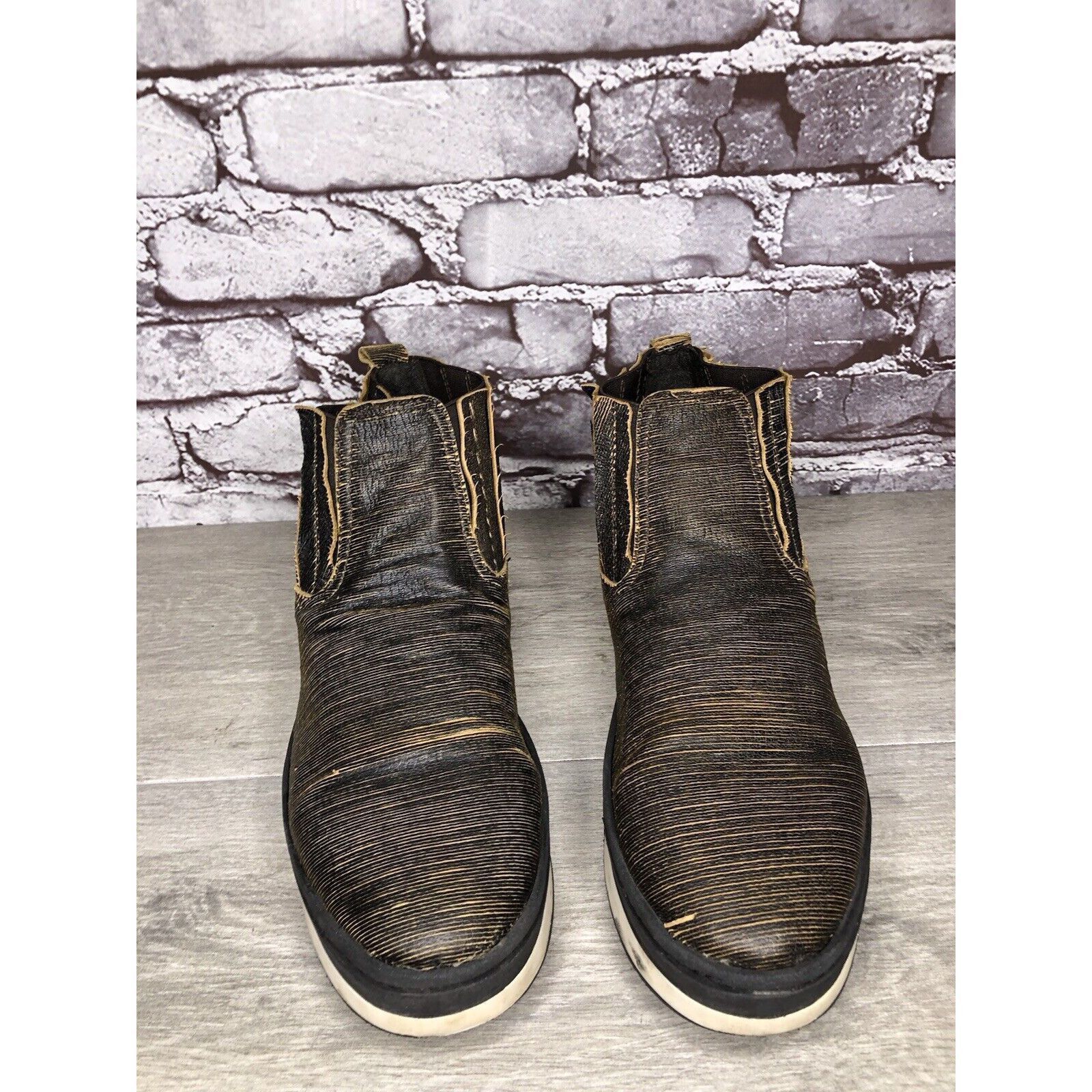 Free People Free People Black Leather Distressed Chelsea Booties Boots W Size US 10.5 / IT 40.5 - 12 Thumbnail