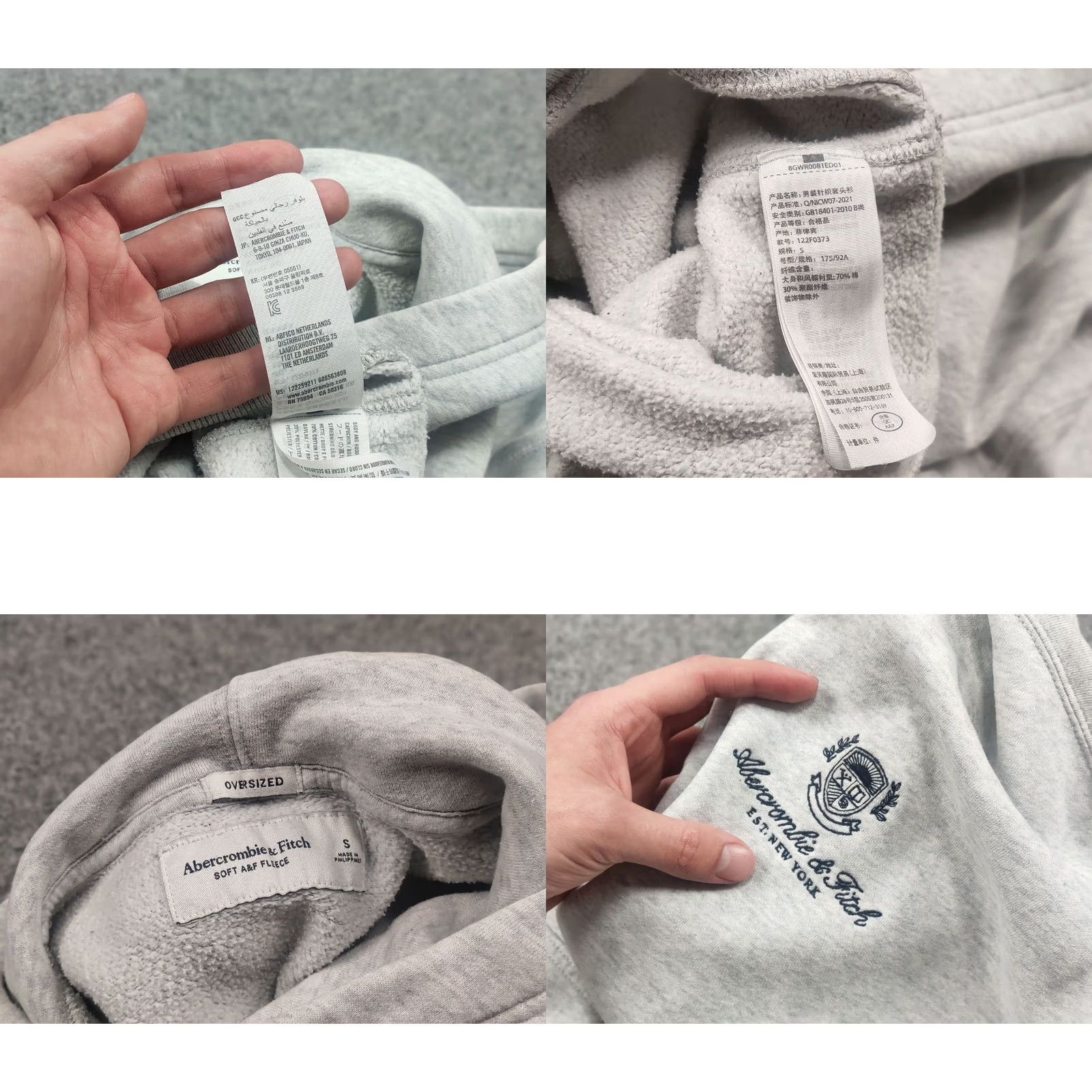 Abercrombie & Fitch Abercrombie & Fitch Logo Hoodie Gray Logo oversized soft fleece Vintage Style 90s Mens S Adult Small Size US S / EU 44-46 / 1 - 9 Thumbnail