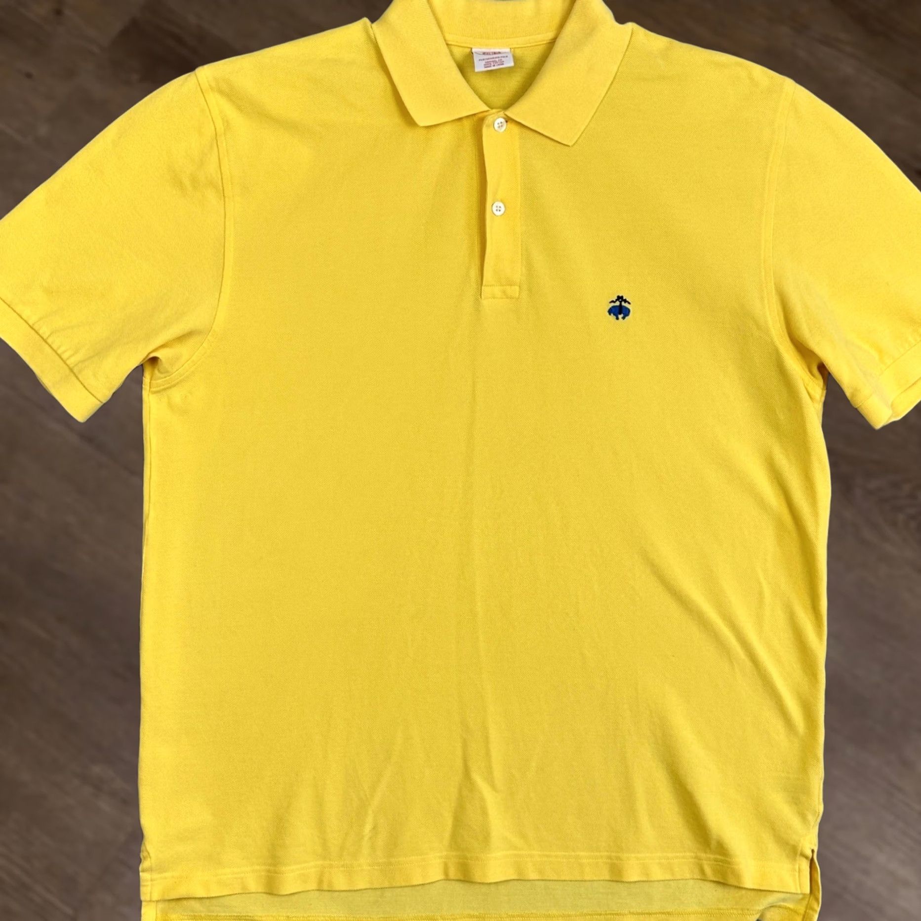 Brooks Brothers Brooks Brothers Performance Polo Shirt Men XL Yellow Solid Short Sleeve Collared Button Embroidered Logo Original Fit Golf Summer Casual Mens Size US XL / EU 56 / 4 - 1 Thumbnail