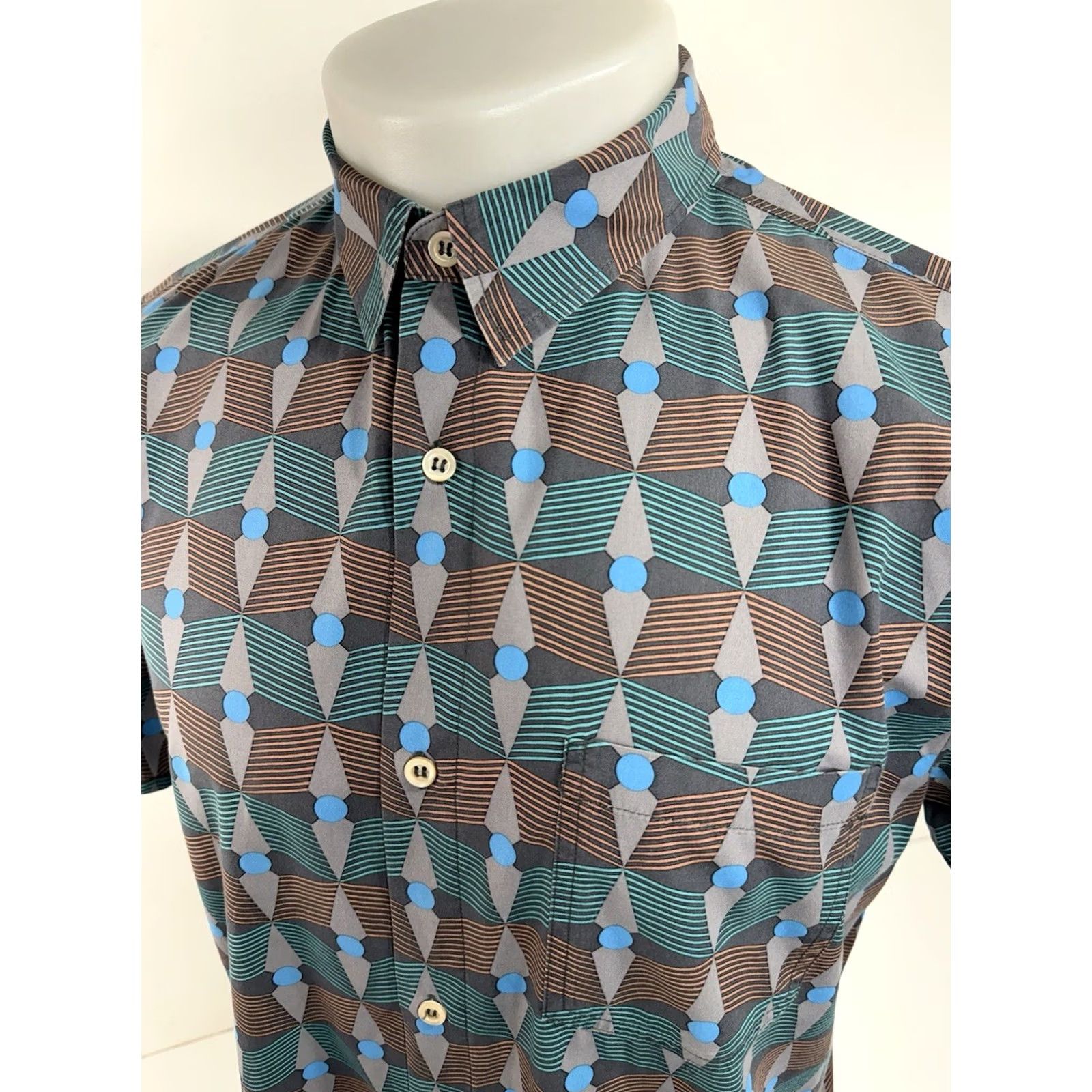 A.P.C. APC Shirt Mens M Madame Rue Paris Geometric EXCELLENT Size US M / EU 48-50 / 2 - 3 Thumbnail