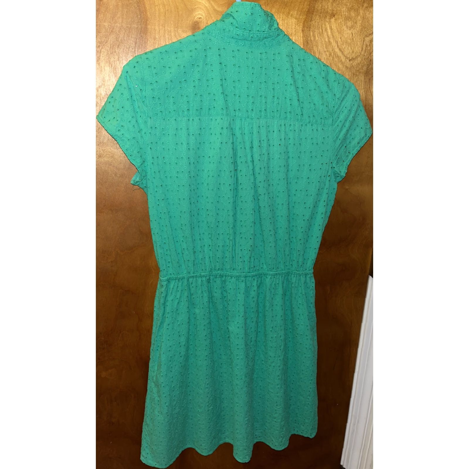 J.Crew VINTAGE J. Crew Mercantile Women's Cotton Dress Short Sleeve Collared Eyelet S Green Casual Size S / US 4 / IT 40 - 5 Thumbnail