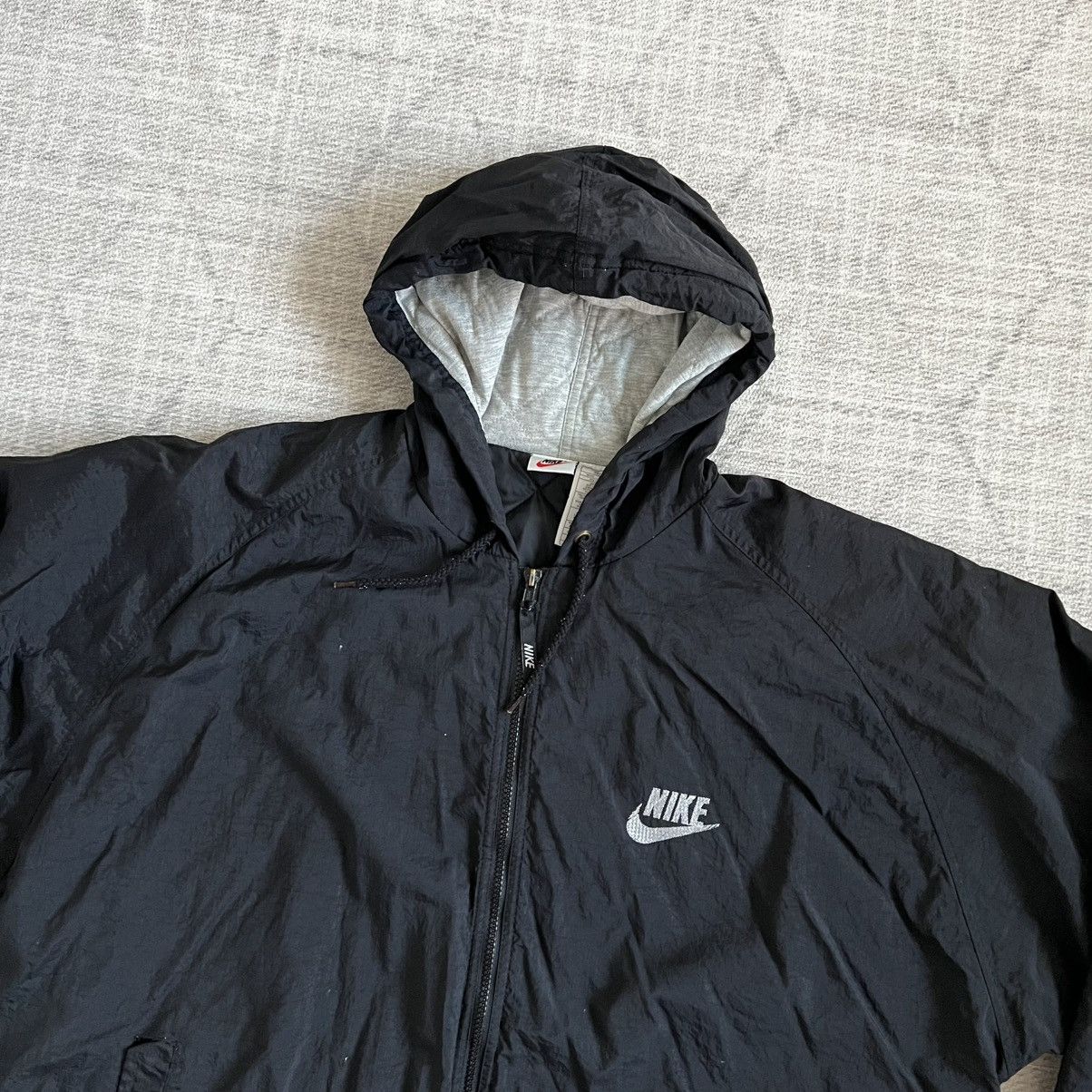 Nike Vintage 1990s Nike Air Swoosh Black Hooded Puffer Jacket Size US XL / EU 56 / 4 - 2 Thumbnail