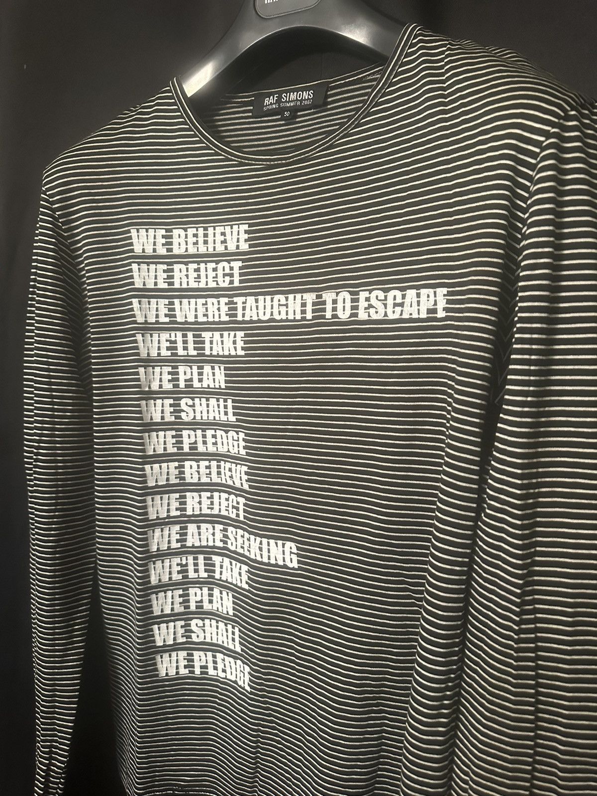 Raf Simons SS02 “ We Believe “ Striped L/S T-Shirt Size US L / EU 52-54 / 3 - 2 Thumbnail