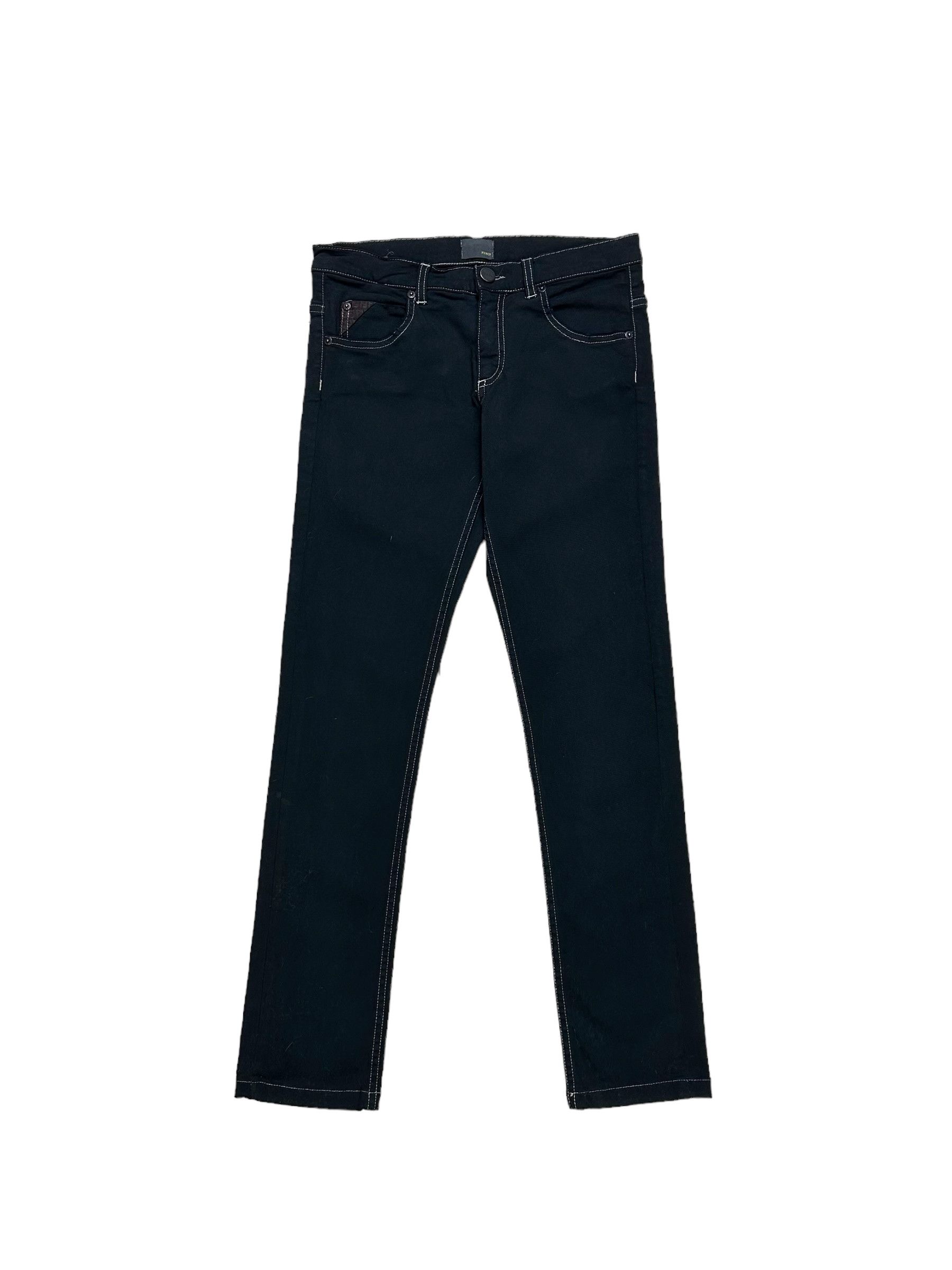 image of Fendi Black Jeans Leather Badge, Women's (Size 26)