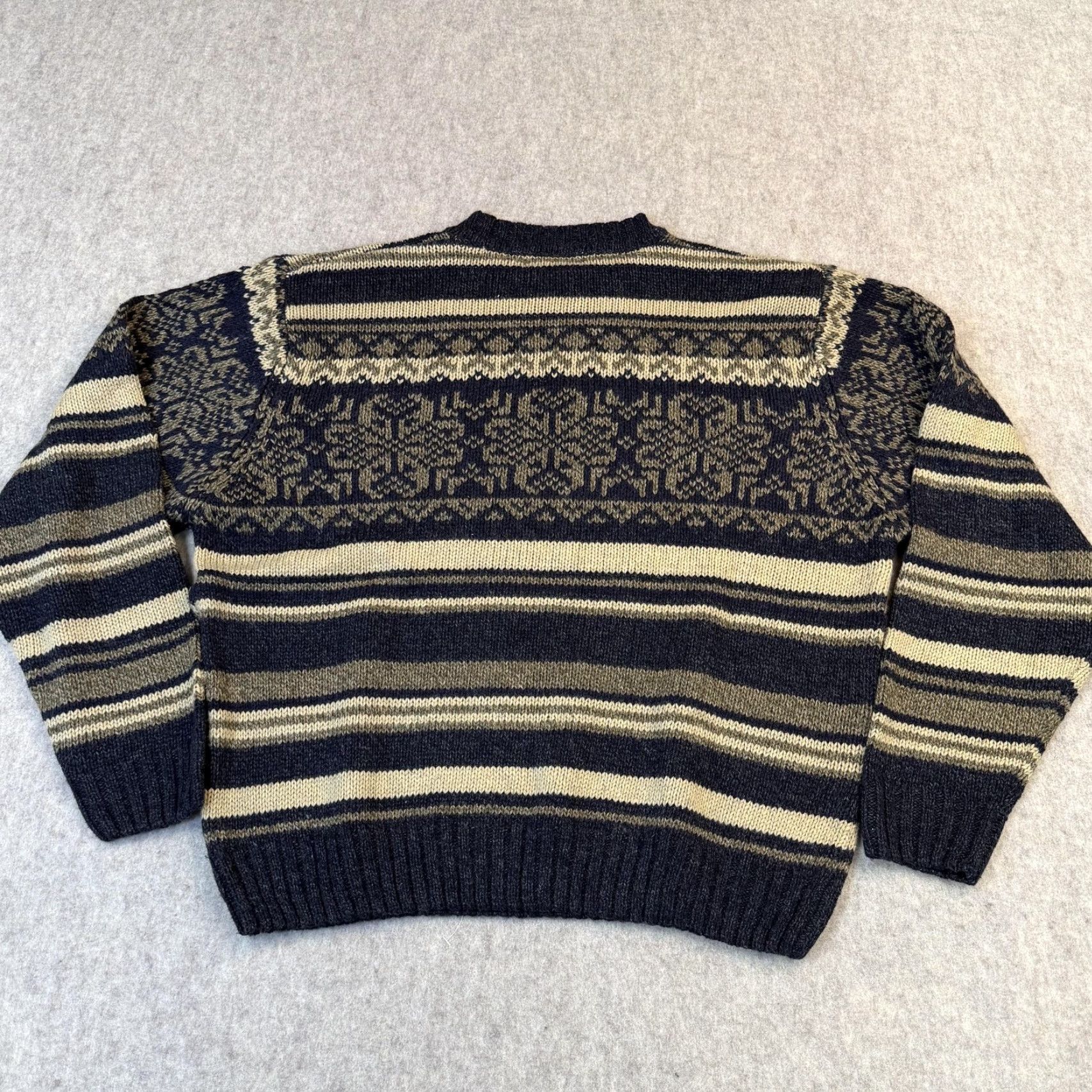 Vintage Hill & Archer Sweater Mens Large Navy Tan Fair Isle Nordic Wool Blend Crewneck Size US L / EU 52-54 / 3 - 5 Thumbnail