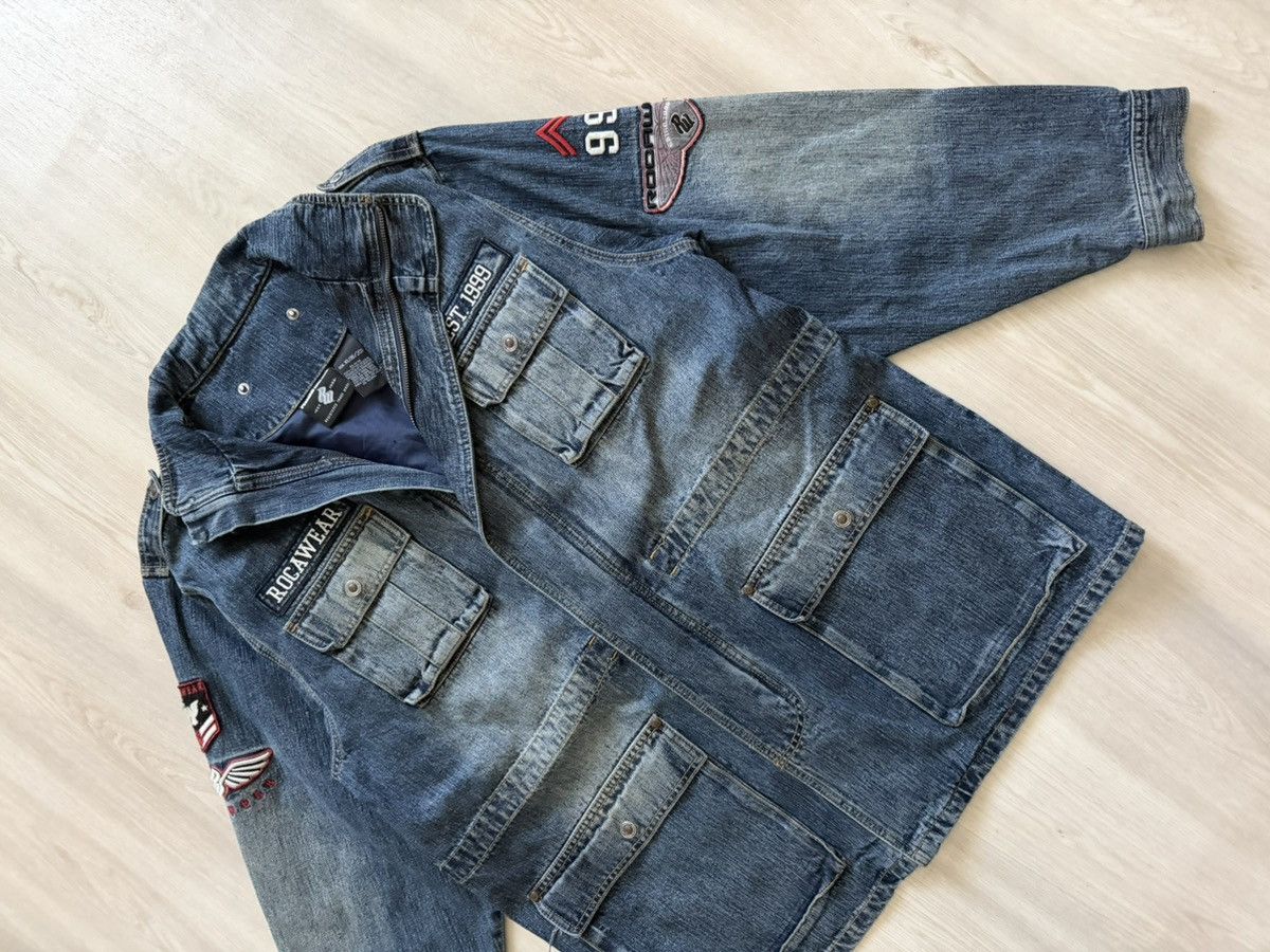Vintage Vintage Rocawear Denim Military Jacket / Coat- Patches Sz XL Size XL / US 12-14 / IT 48-50 - 3 Thumbnail