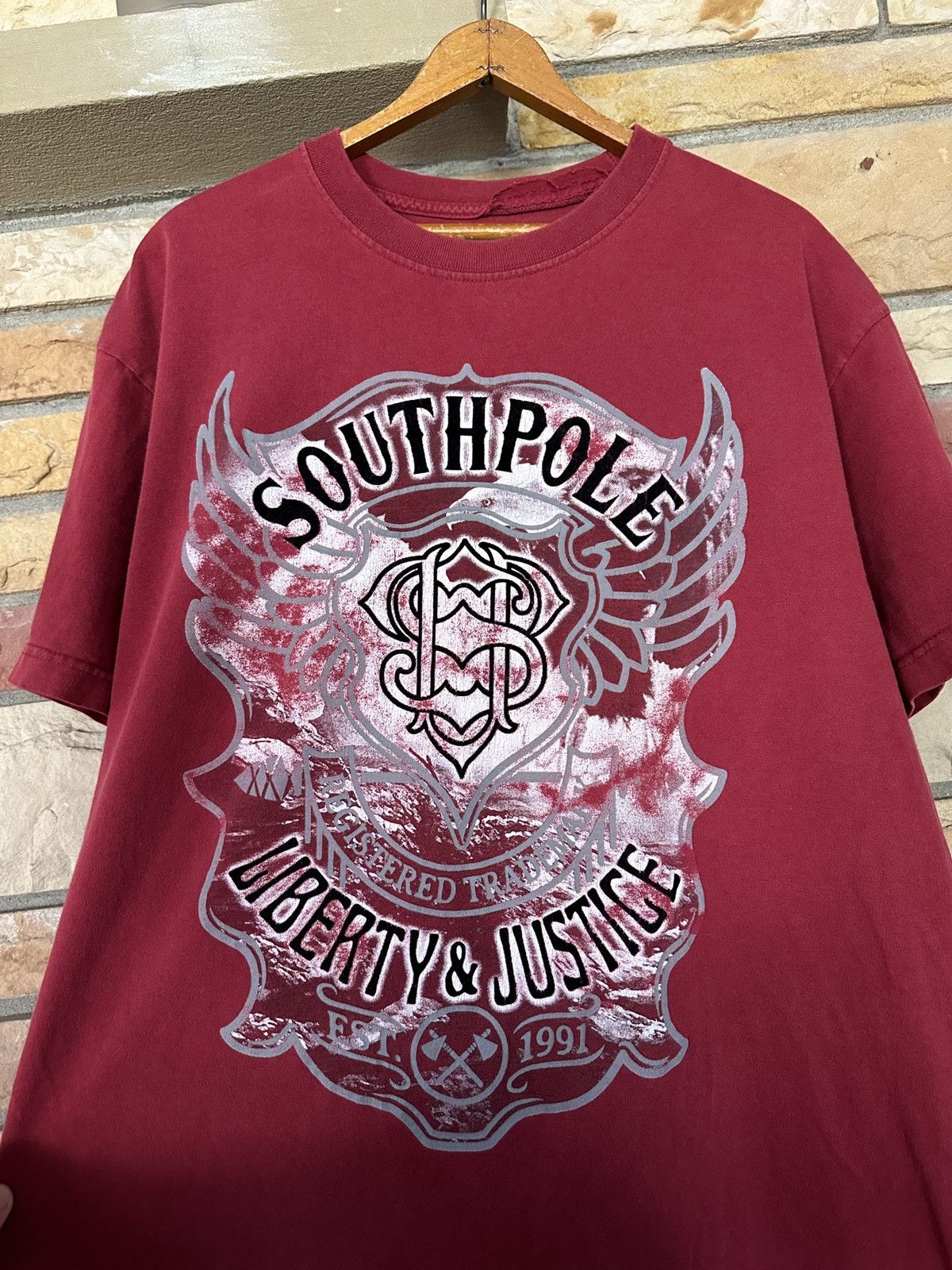 Southpole Vintage Y2K Southpole Liberty and Justice Felt Graphic Tee Size US XL / EU 56 / 4 - 3 Thumbnail