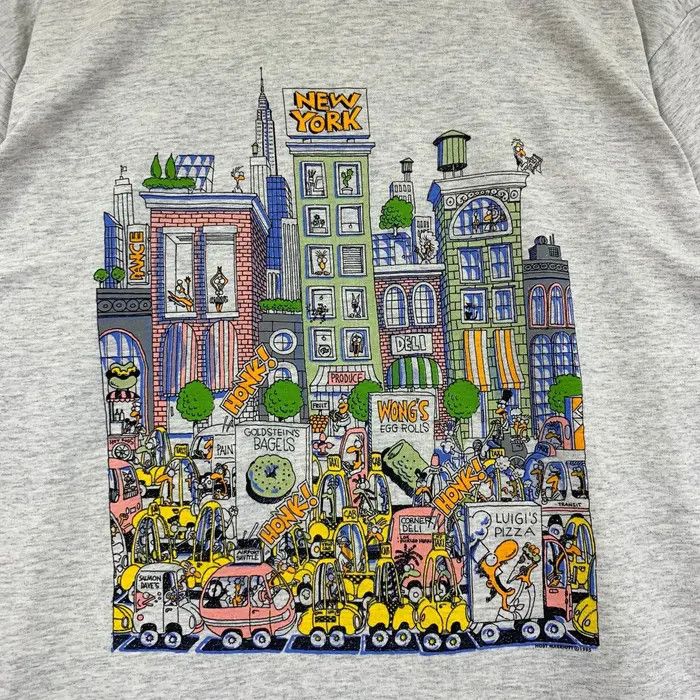 Fruit Of The Loom Vintage 1995 NEW YORK EMPIRE STATE Comic Tee Shirt Size US L / EU 52-54 / 3 - 5 Thumbnail