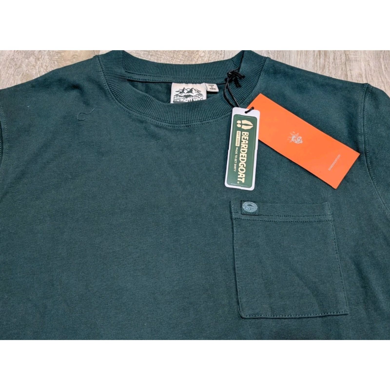 Vintage NWT Bearded Goat Shirt Women Sz S Long Sleeve Pocket Tee Forest Green Size S / US 4 / IT 40 - 2 Thumbnail