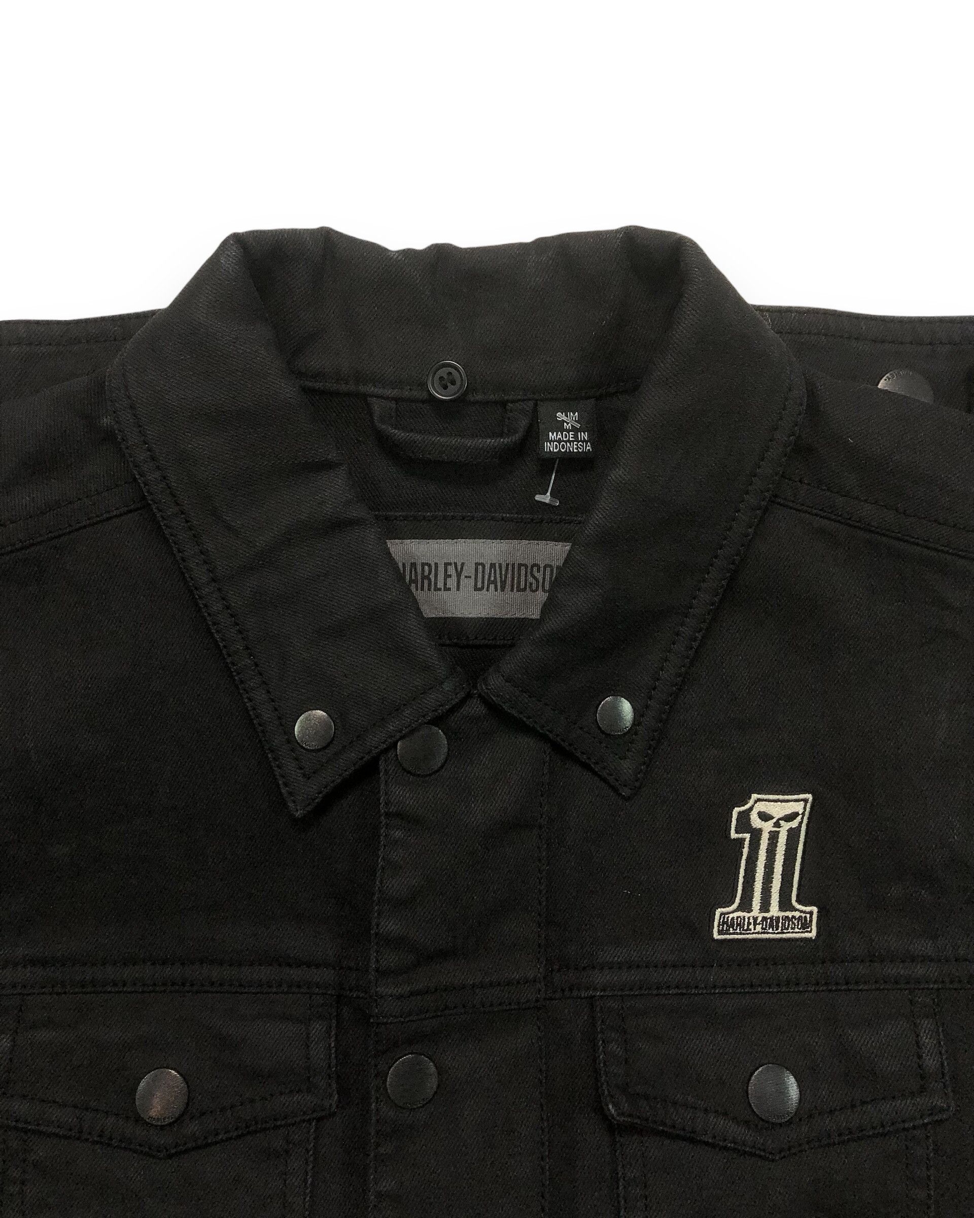 Harley Davidson Modern Harley Davidson Black Coated Denim Vest Size US M / EU 48-50 / 2 - 3 Thumbnail