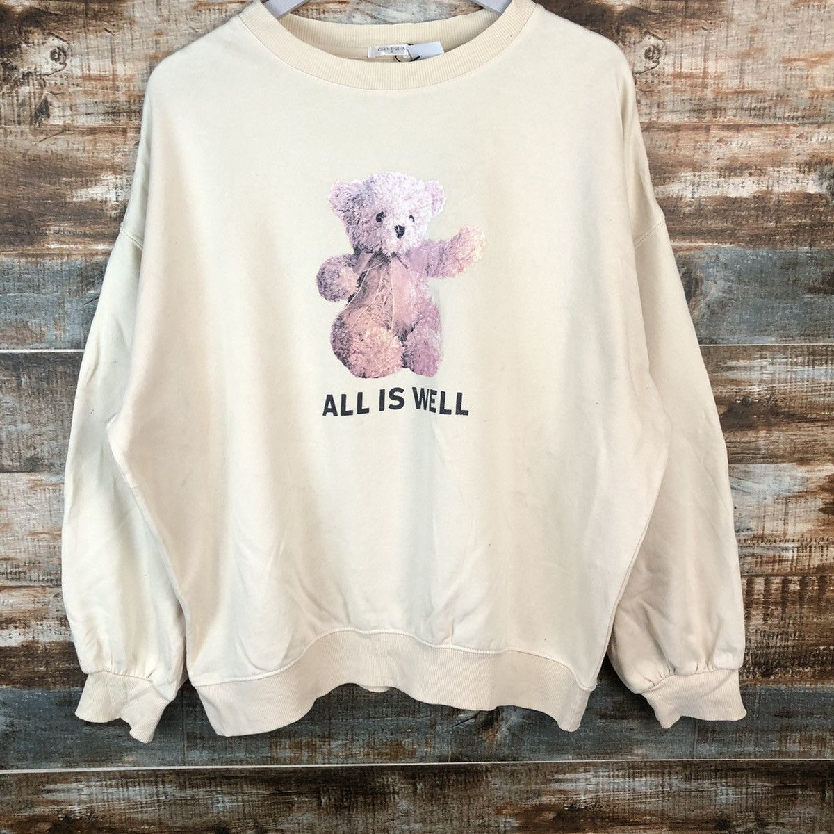 Japanese Brand COLZA teddy bear Cream Sweatshirt #A2021 Size US M / EU 48-50 / 2 - 3 Thumbnail