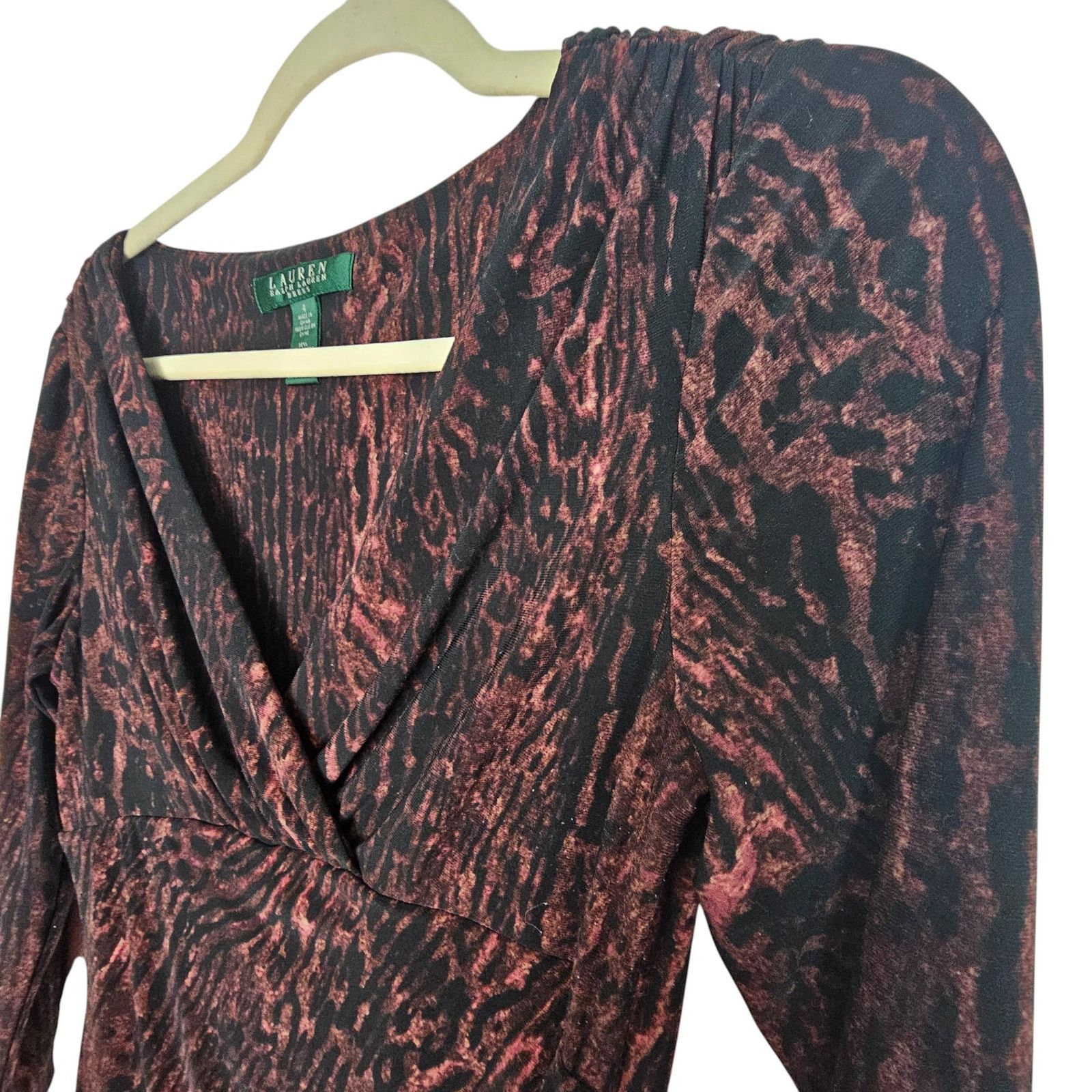 Lauren Ralph Lauren Lauren Ralph Lauren Womens Animal Print Ruched Sheath Dress Size S / US 4 / IT 40 - 5 Thumbnail