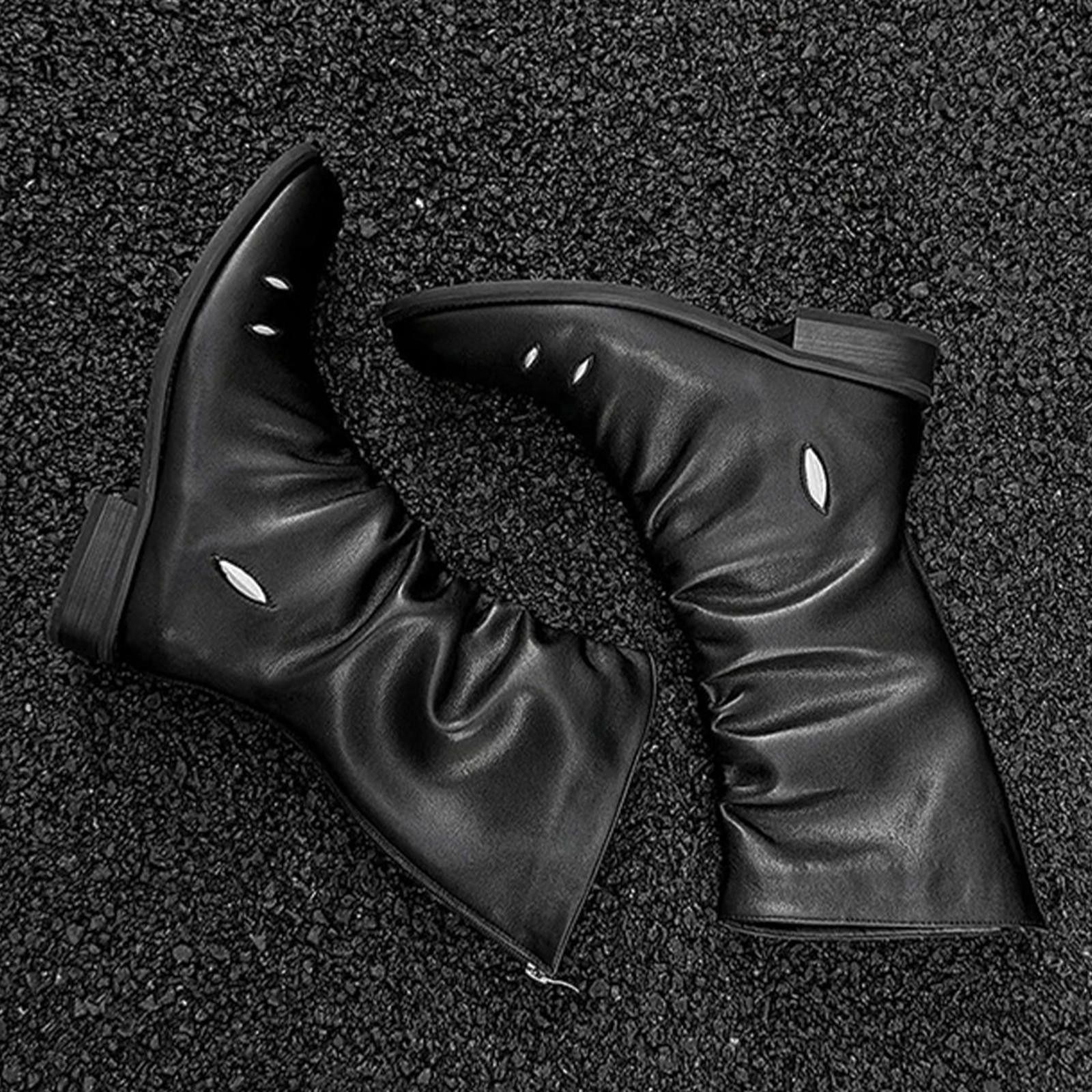 Leather Gathered Leather Calf Boots with Metallic Cutouts Size US 9 / EU 42 - 6 Thumbnail