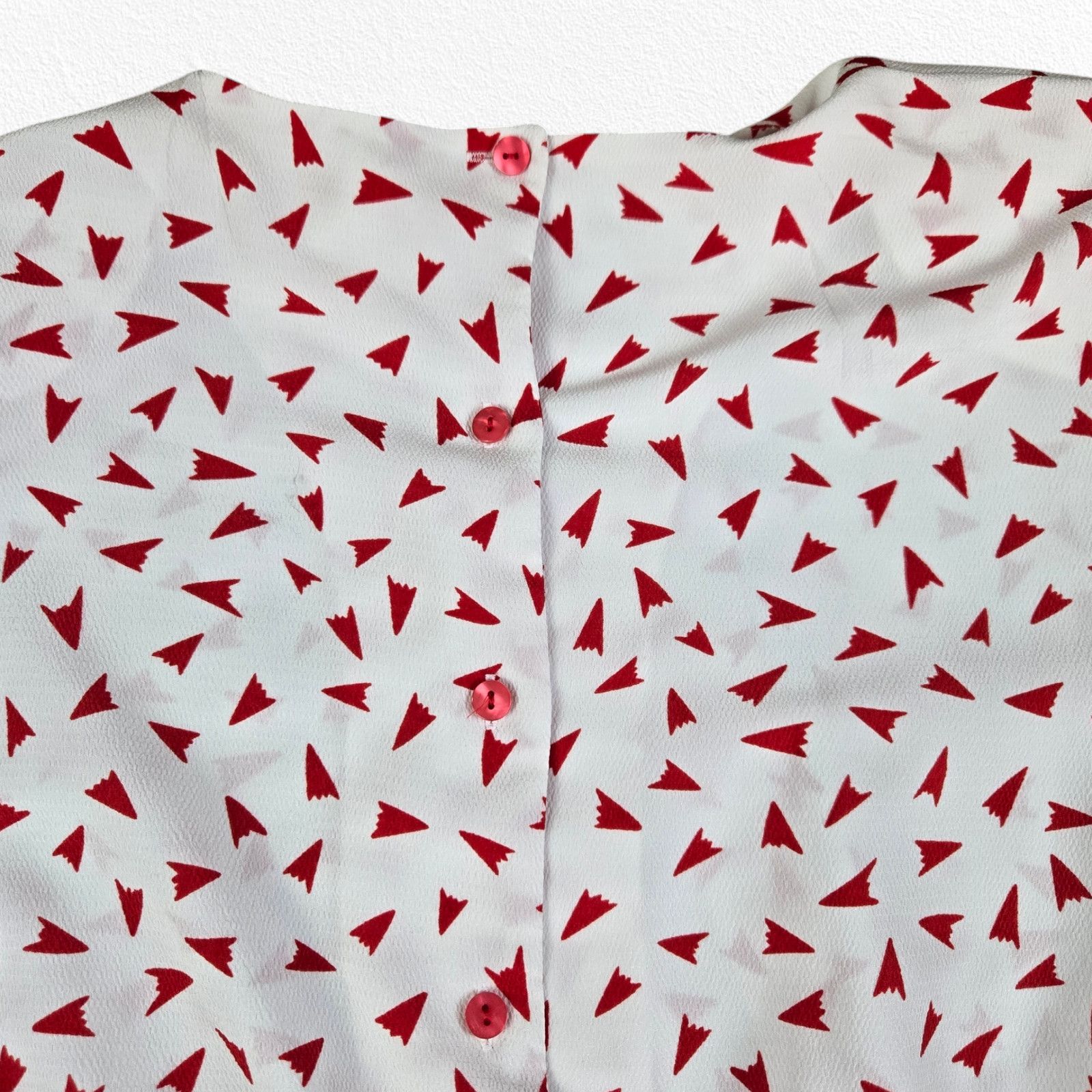 Vintage 80s White Red Geometric Blouse Size 14 Size XL / US 12-14 / IT 48-50 - 5 Thumbnail