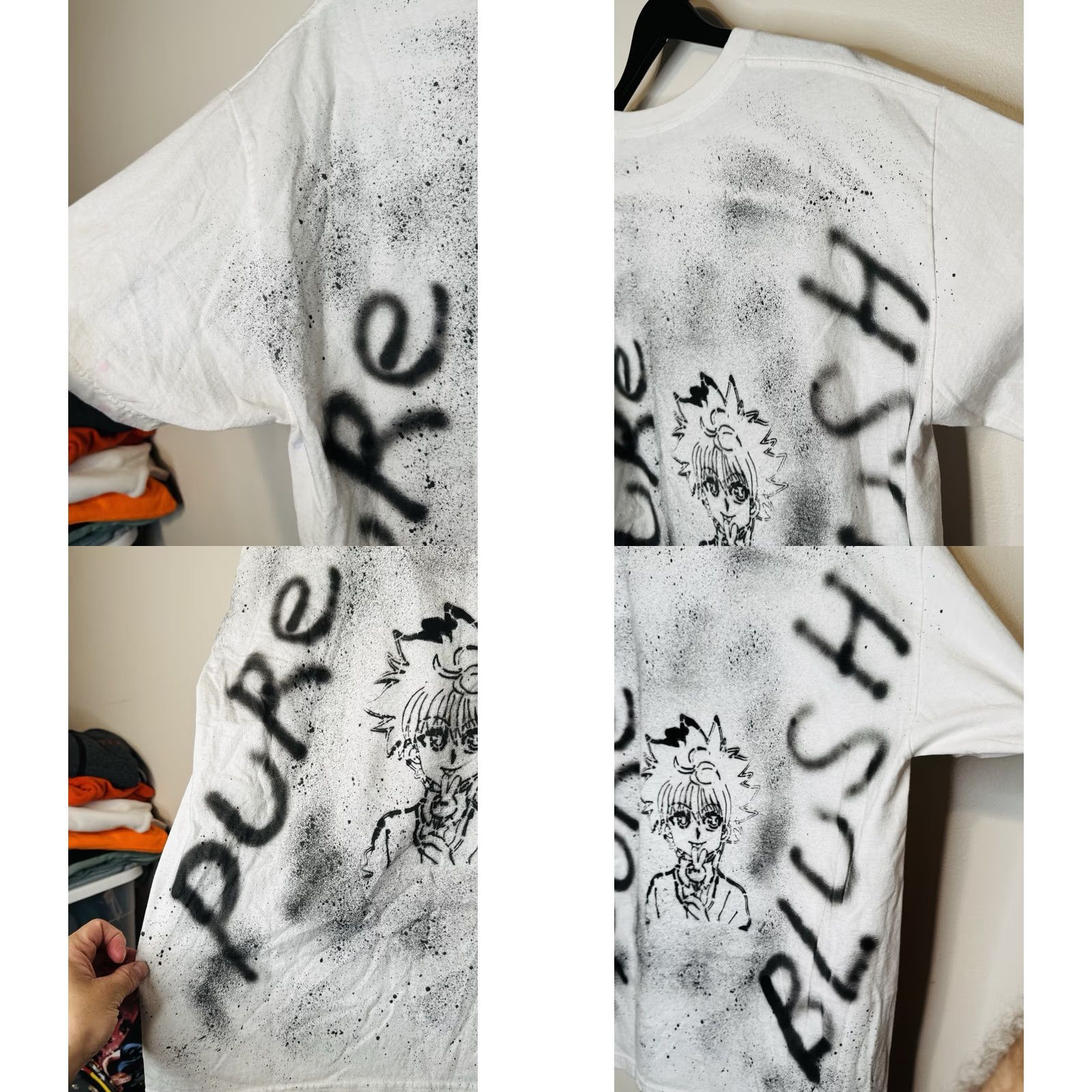 Hunter Hunter x Hunter Hisoka Killua Custom Airbrush Style Tee XL White Shirt Men Anime Art Size US XL / EU 56 / 4 - 8 Thumbnail