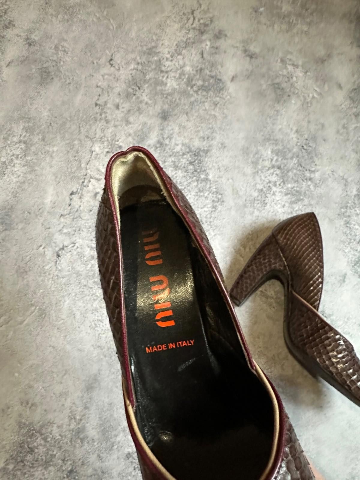 Miu Miu Miu Miu Leather Brown Chunky High Heel 7 Peep Toe EUR 37.5 Size US 7 / IT 37 - 7 Thumbnail