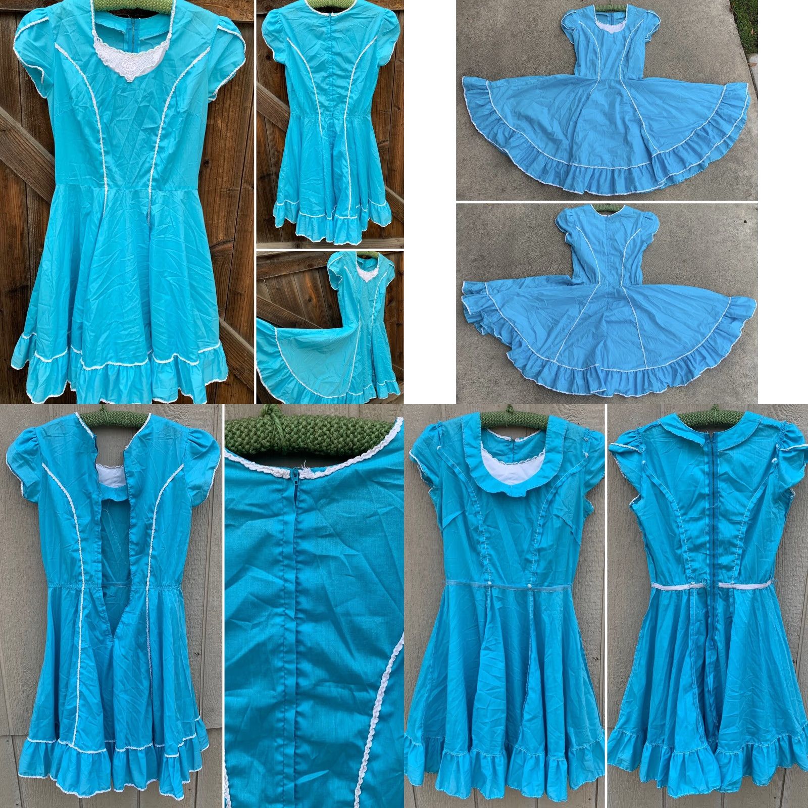 Vintage VINTAGE square dancing dress metal zipper blue white country cowgirl western Size 4XL / US 24-26 - 9 Thumbnail