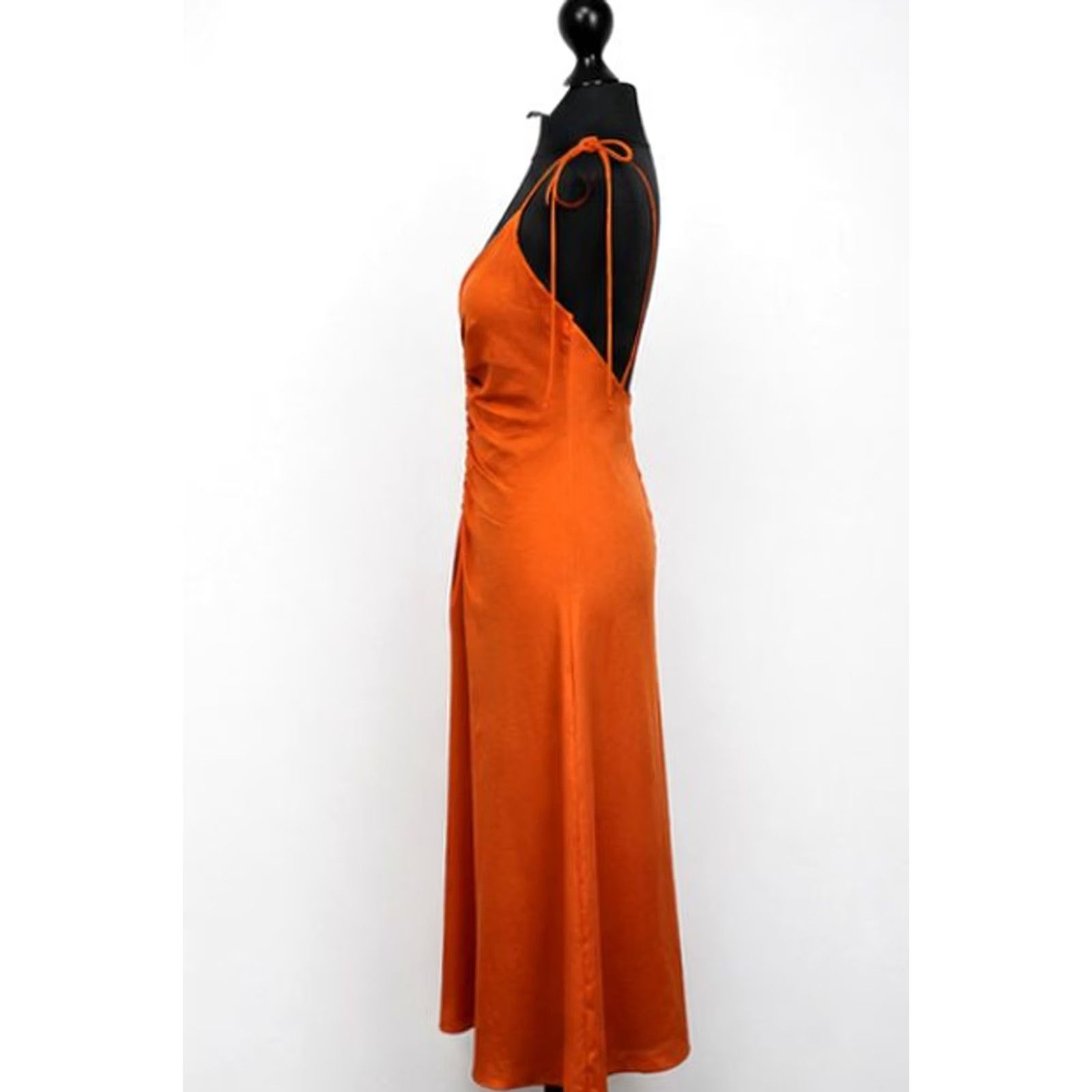 Sandro Sandro Paris womens orange midi slip dress Size 38 open back tie strap BNWT Size XS / US 0-2 / IT 36-38 - 3 Thumbnail