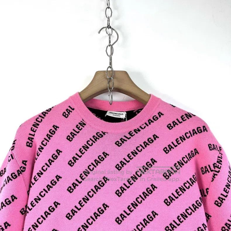 Balenciaga Balenciaga Black and Pink Full Print Bullet Logo Knit Swea Size US L / EU 52-54 / 3 - 3 Thumbnail