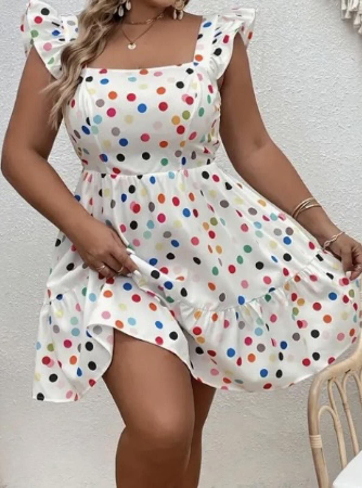Designer Colorful Polka Dot Dress Size M / US 6-8 / IT 42-44 - 1 Thumbnail