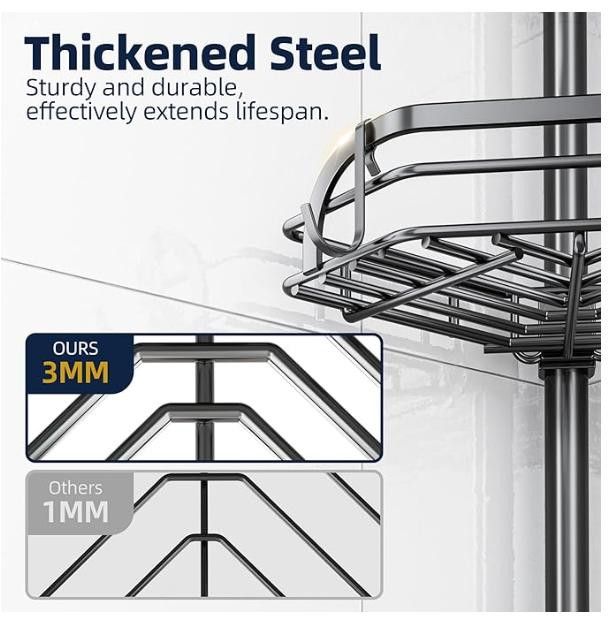 NBDN Nobrandedon Shower Caddy Tension, Fits 29-111 In Adjustable Rustproof Size ONE SIZE - 4 Thumbnail