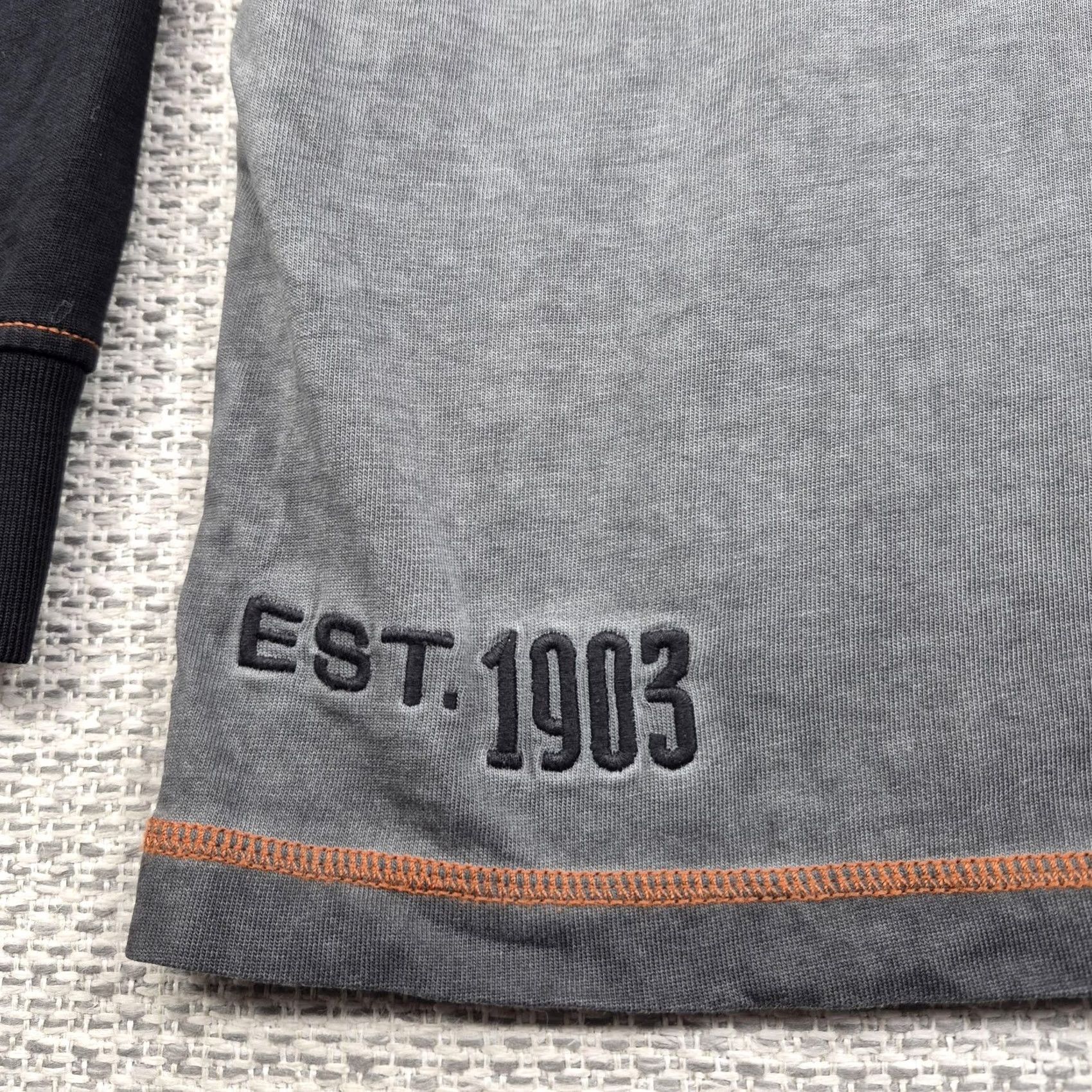Harley Davidson Harley-Davidson Shirt Mens 2XL Long Sleeve Graphic Tee Embroidered #1 BIker Gray Cotton Knit Crew Neck Logo Patch Back Graphic Size US XXL / EU 58 / 5 - 5 Thumbnail